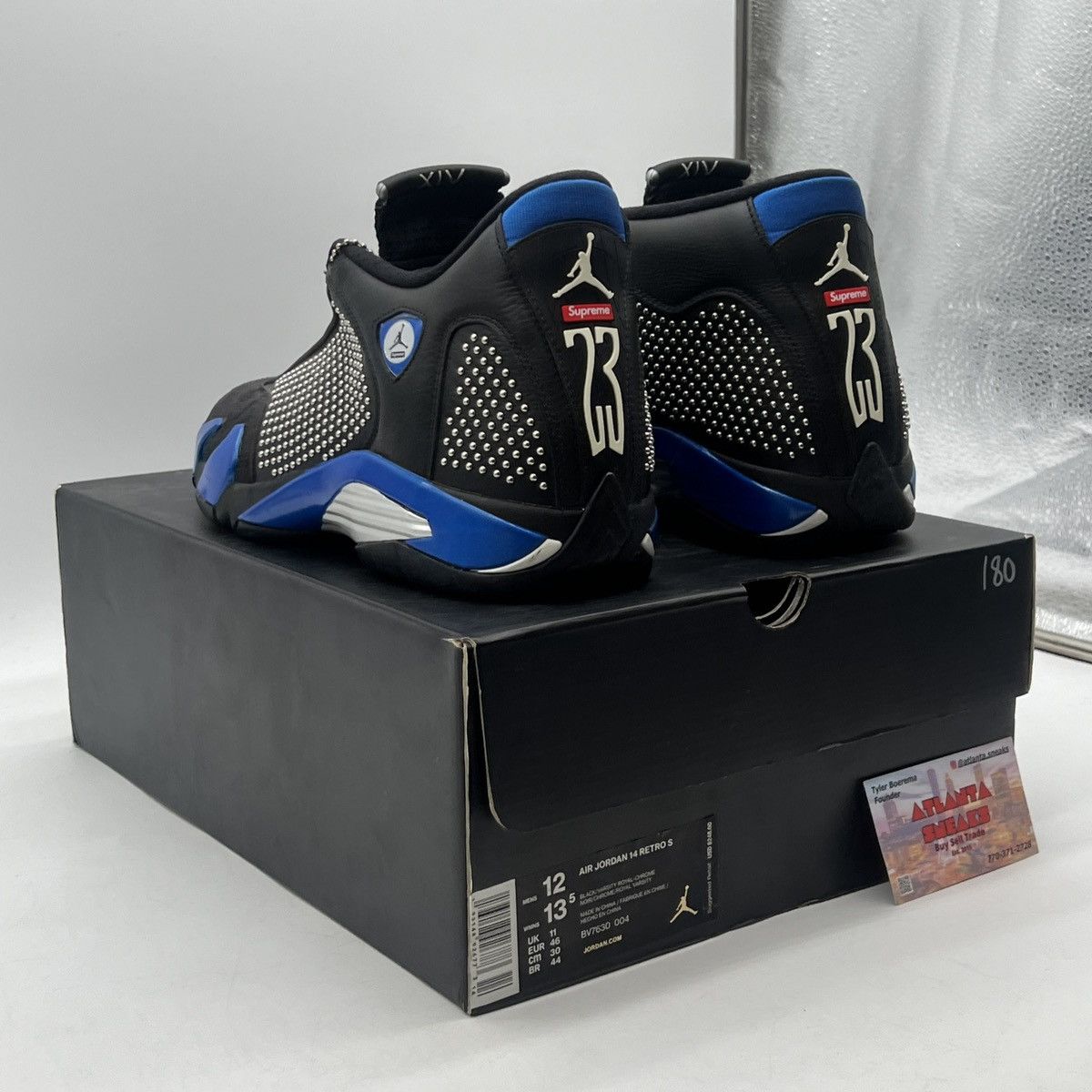 Jordan Brand Supreme x air Jordan 14 black varsity Royal Size US 12 / EU 45 - 4 Thumbnail