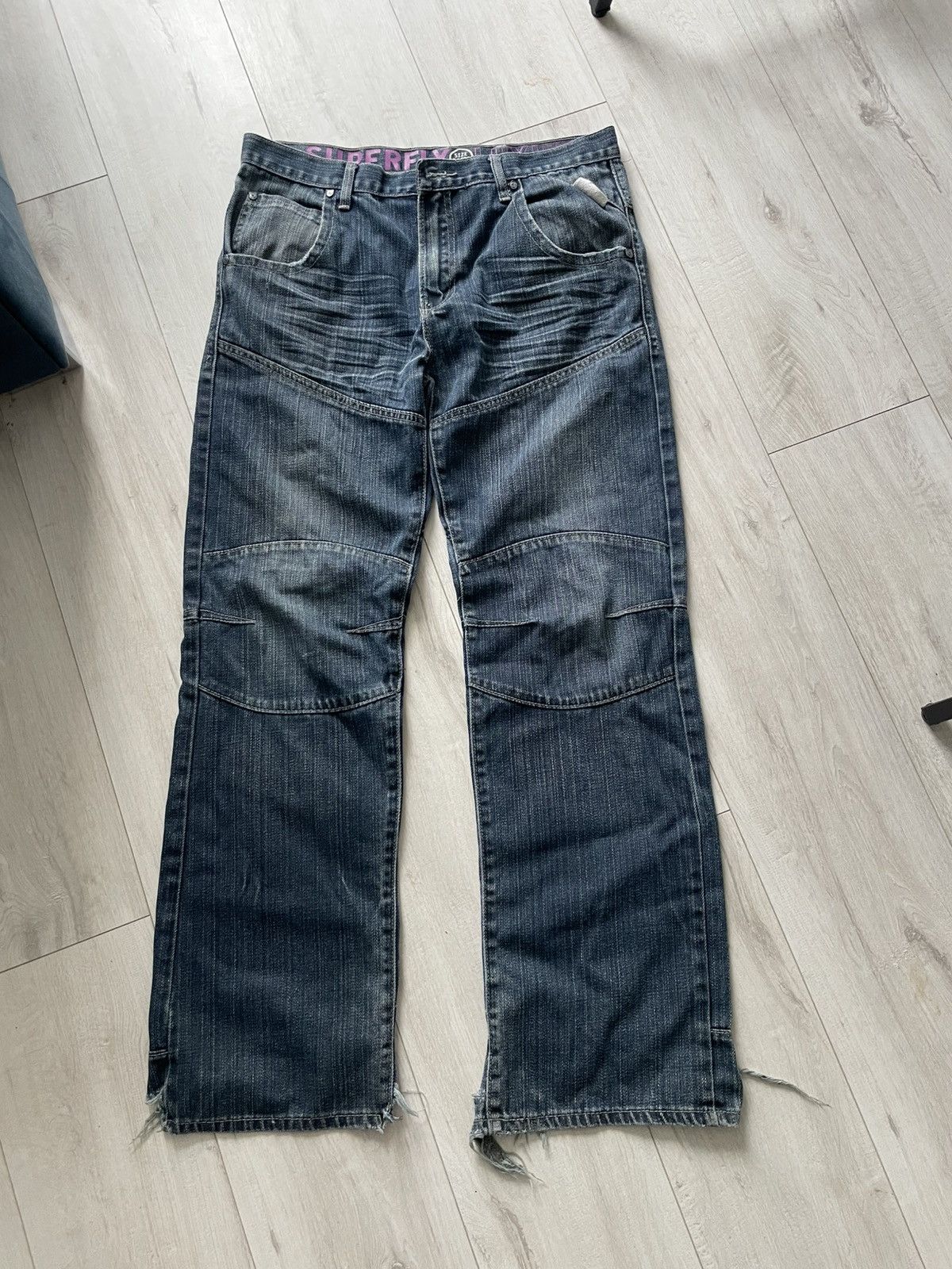 Japanese Brand Vintage 90’s Super Fly Japan Denim Jeans Y2K Big Logo RARE Size US 34 / EU 50 - 2 Thumbnail