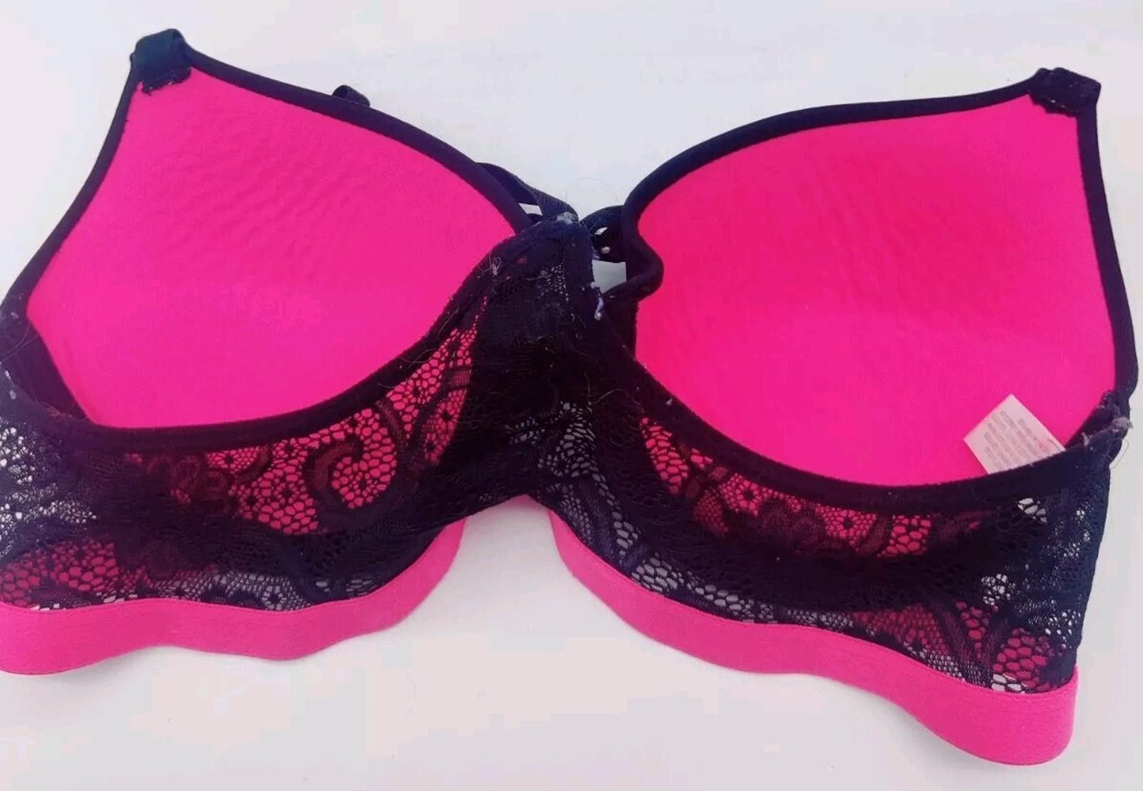 Other Prima Valentina Bra Black Lace & Hot Pink 34C Push Up Laceey Size ONE SIZE - 4 Thumbnail