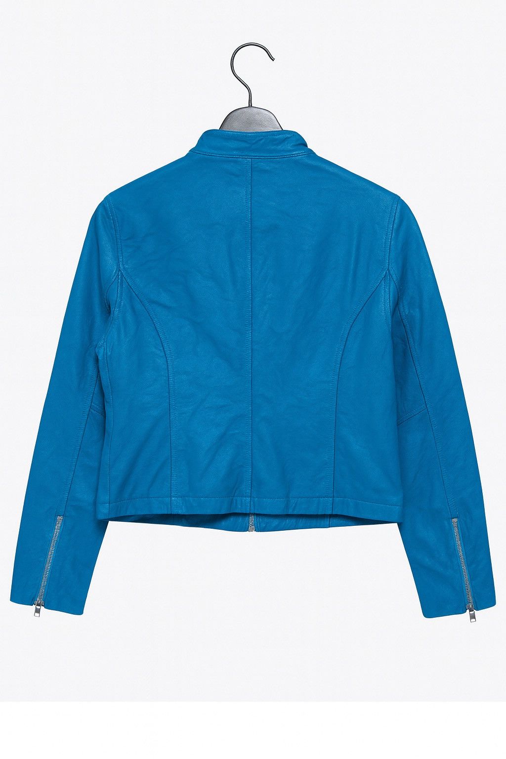 Genuine Leather Vintage Melody Square Blue Cropped Jacket Quilted Lining Size M / US 6-8 / IT 42-44 - 2 Thumbnail