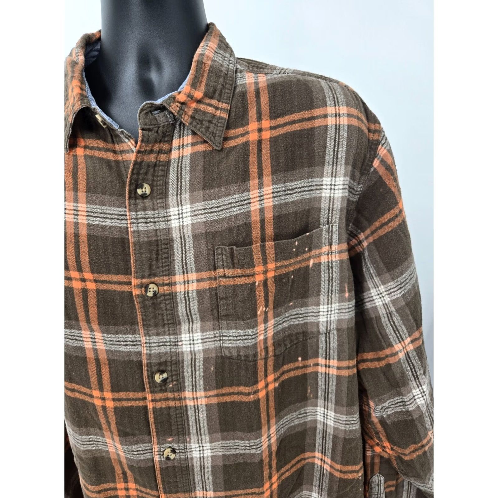 J Brand VINTAGE RK Brand Flannel Shirt 2XLT TALL Brown Orange Plaid Pocket Outdoor Walking Men Size US XXL / EU 58 / 5 - 3 Thumbnail