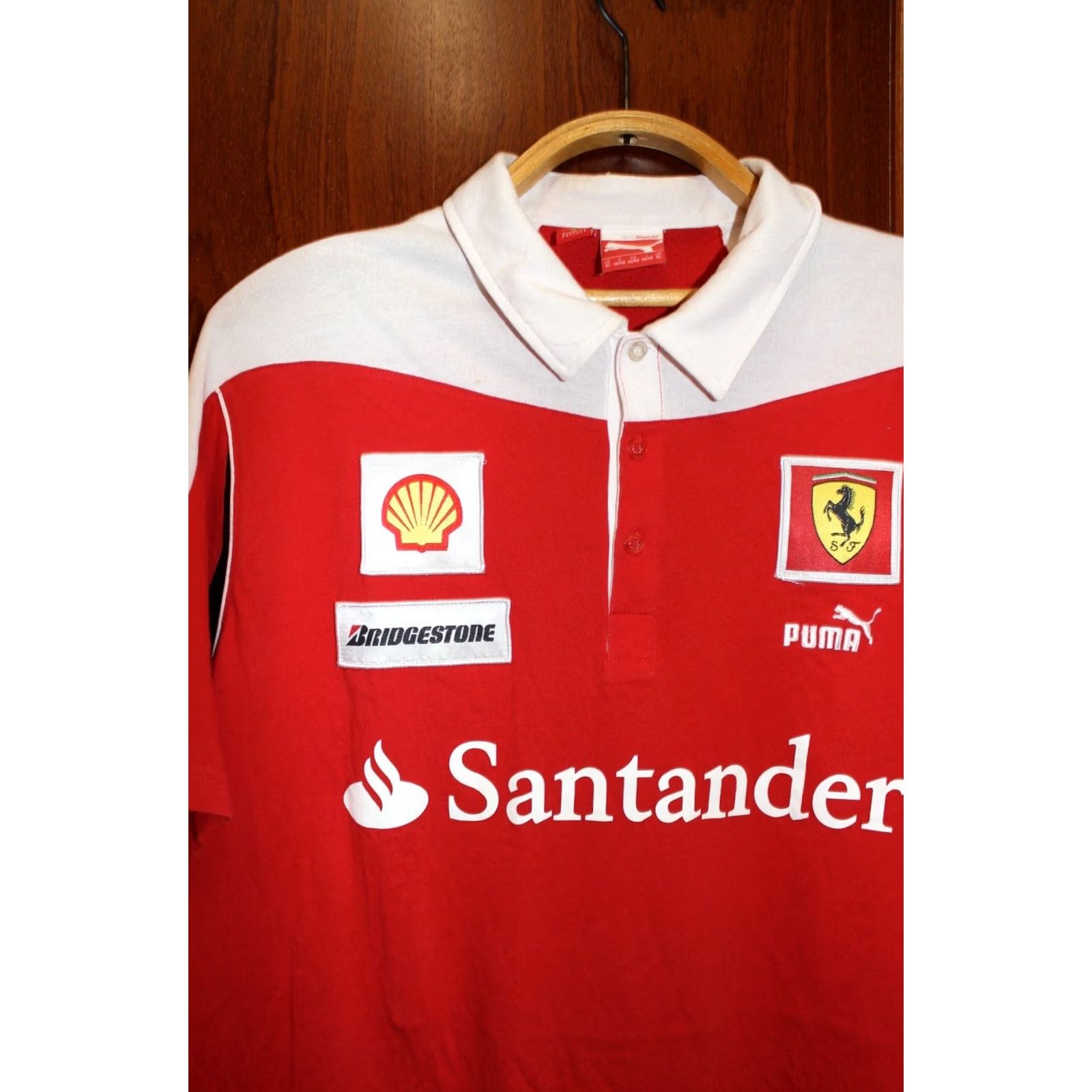 Ferrari VINTAGE Santander Ferrari Polo T-Shirt XL Unisex Adults Red 2000s Motorsport, Formula 1 Mens Women Boys Girls Size US XL / EU 56 / 4 - 2 Thumbnail