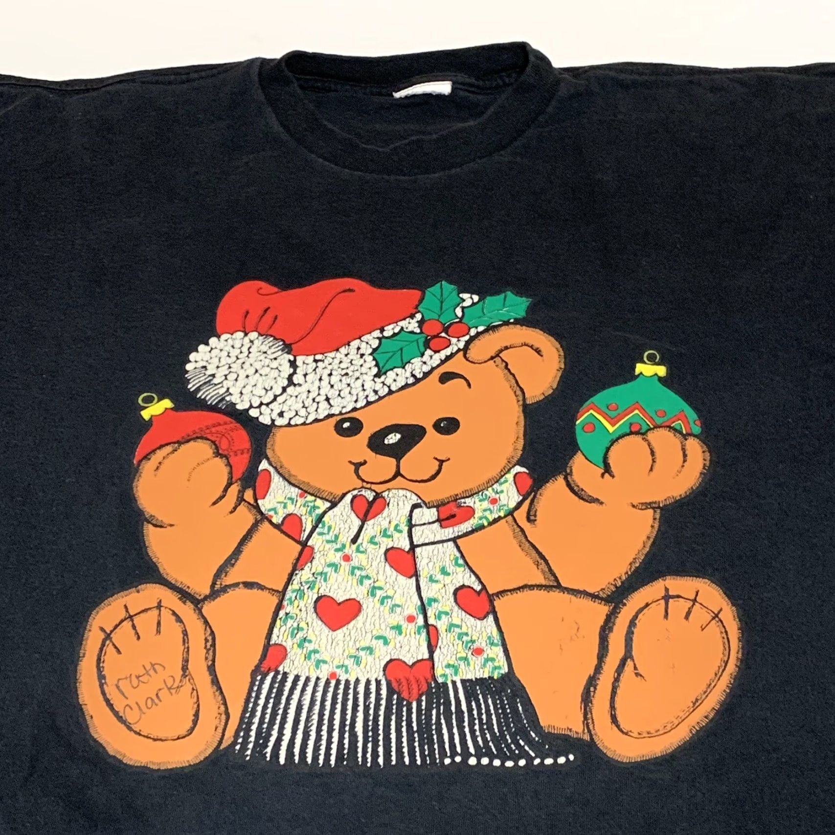 Vintage Vtg Christmas Bear T Shirt Black Large 1990s Single Stitch Graphic Tee Men Womens Christmas Happy Holidays +0? Size US L / EU 52-54 / 3 - 3 Thumbnail