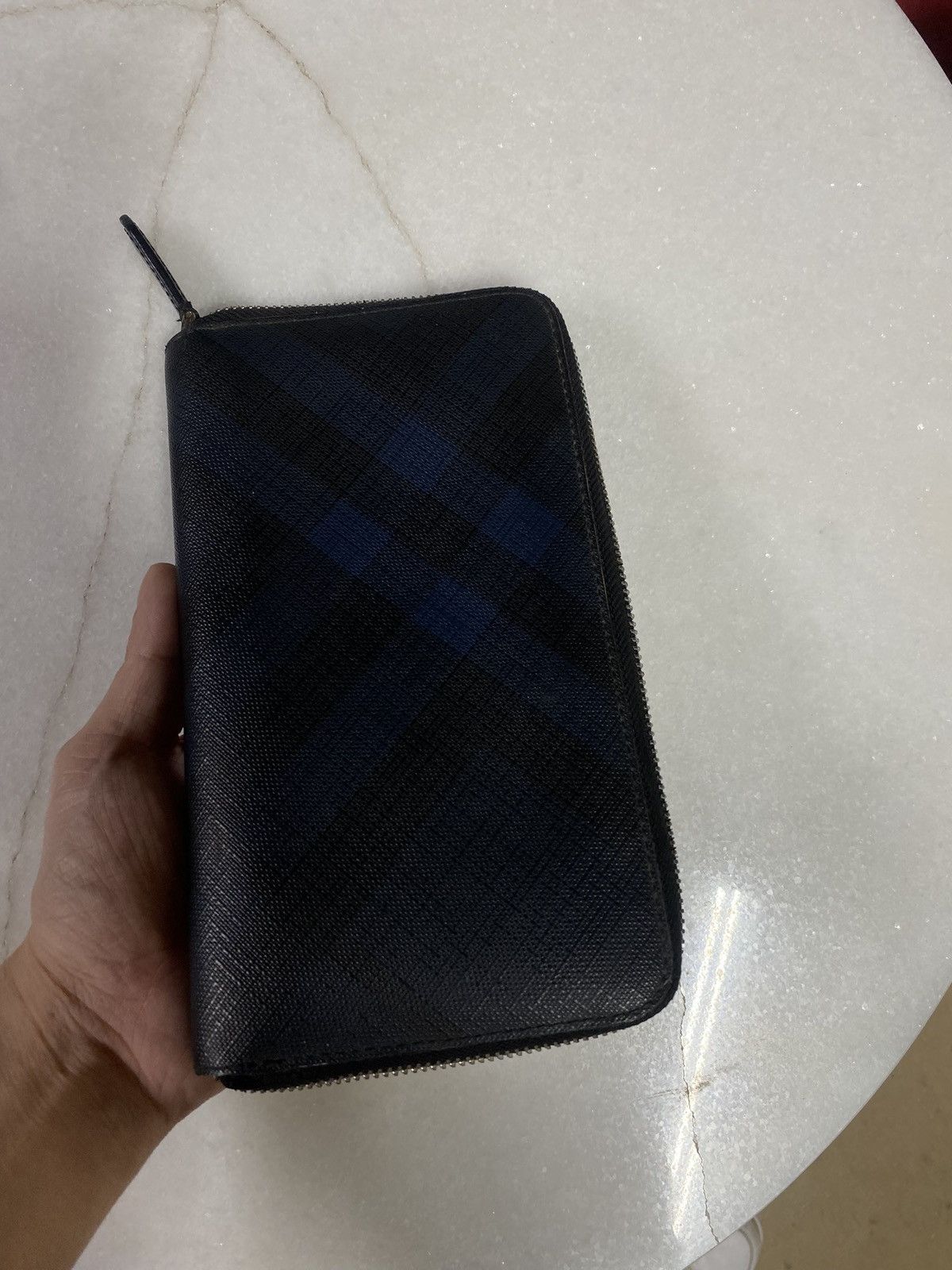 Burberry × Designer Burberry Plaid Blue Long Leather Wallet Preowned Size ONE SIZE - 8 Thumbnail