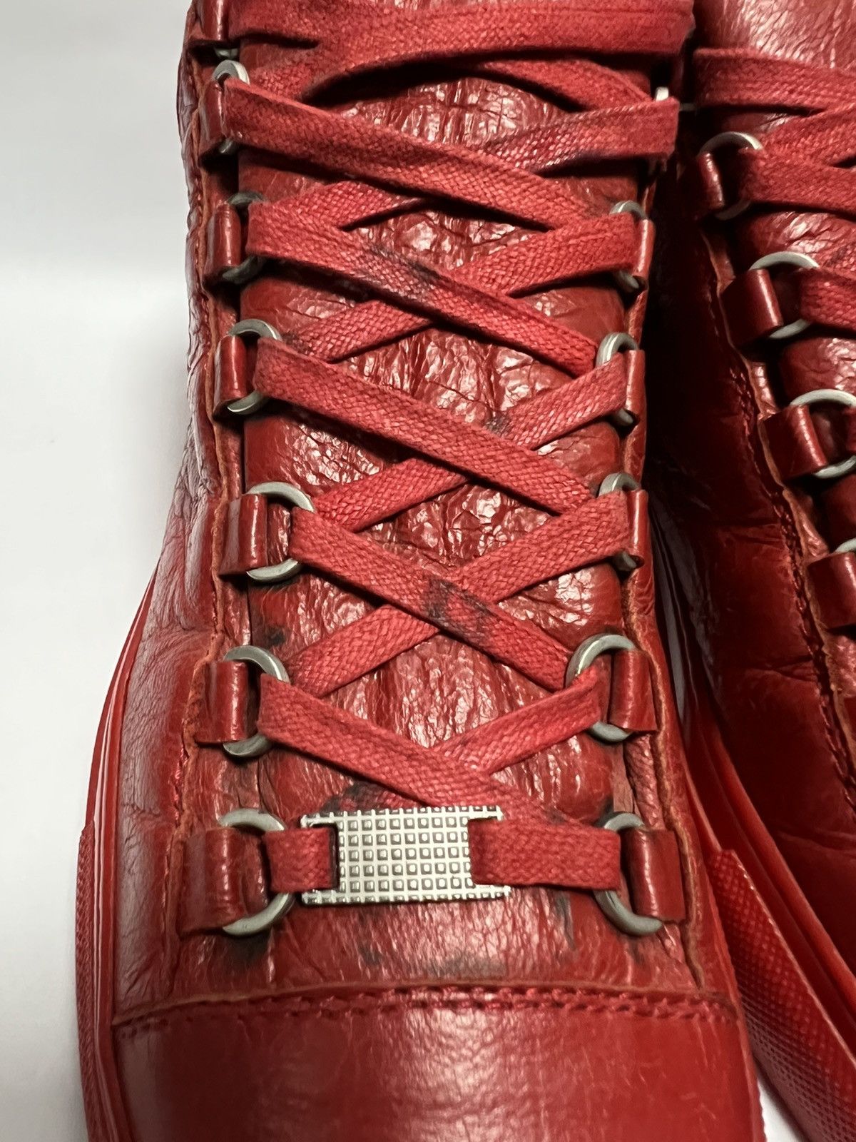 Balenciaga Balenciaga - Arena Red Leather High Top Sneakers Size US 7 / EU 40 - 11 Thumbnail