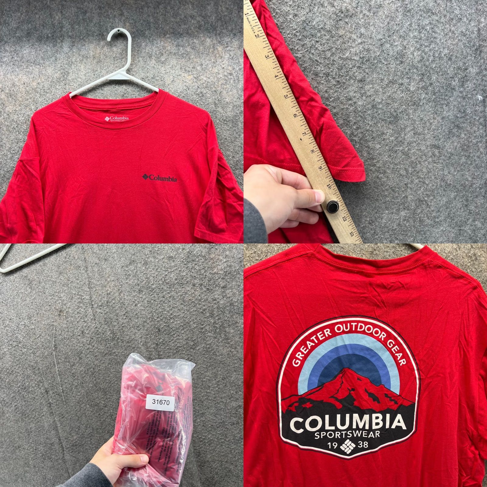 Vintage Columbia Shirt Mens XL Red Crewneck Outdoor Cotton Logo Short Sleeve T‑Shirt GX Size US XL / EU 56 / 4 - 8 Thumbnail