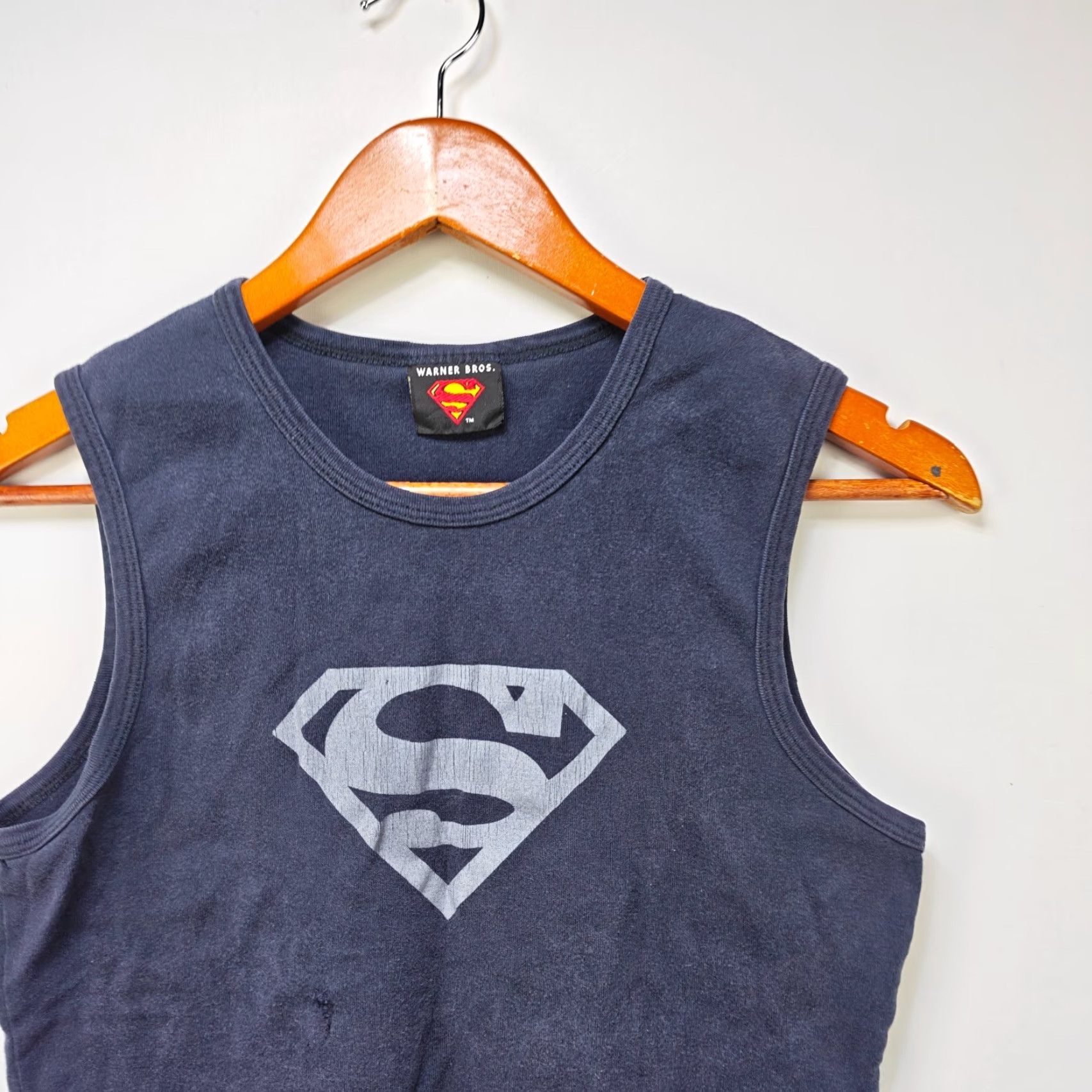 Vintage VINTAGE Warner Bros Superman Tank Top Womens L Tank Black 90s Casual Sleeveless Racerback Knit Cotton Size L / US 10 / IT 46 - 2 Thumbnail