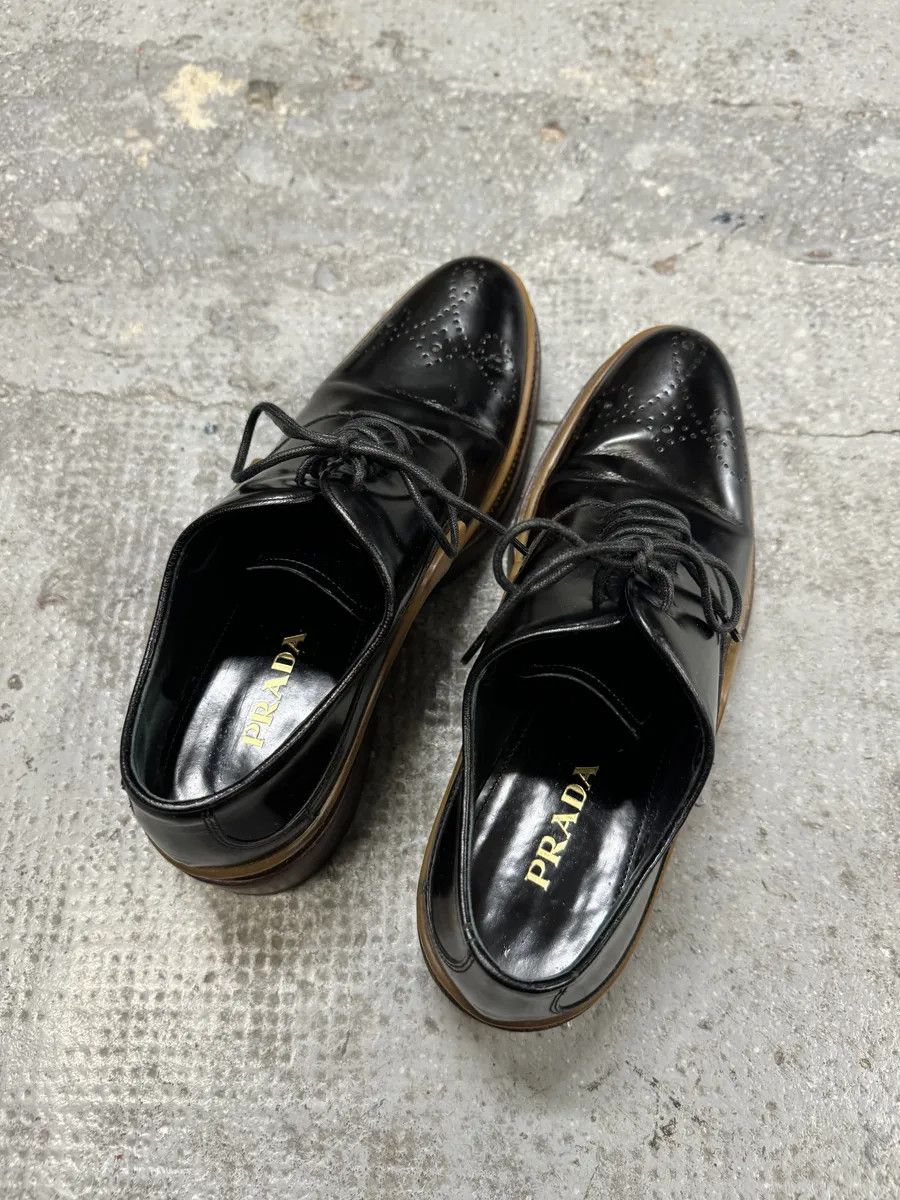 Prada FW2015 Prada Black Brixen Derbies Leather Shoes Size US 8.5 / IT 38.5 - 2 Thumbnail