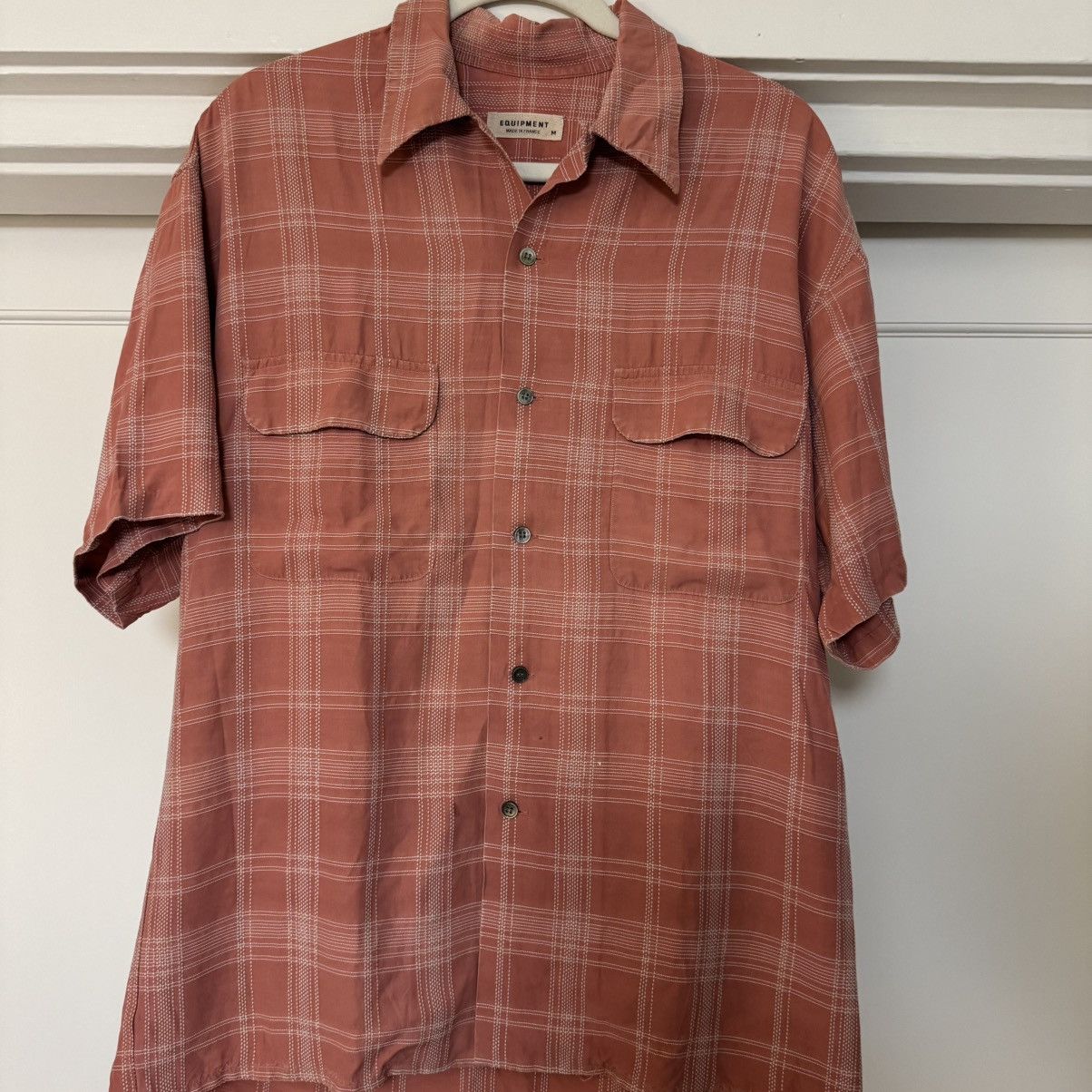 Equipment Equipment Peach Embroidery Patterned Short Sleeve Rayon Size US L / EU 52-54 / 3 - 1 Thumbnail