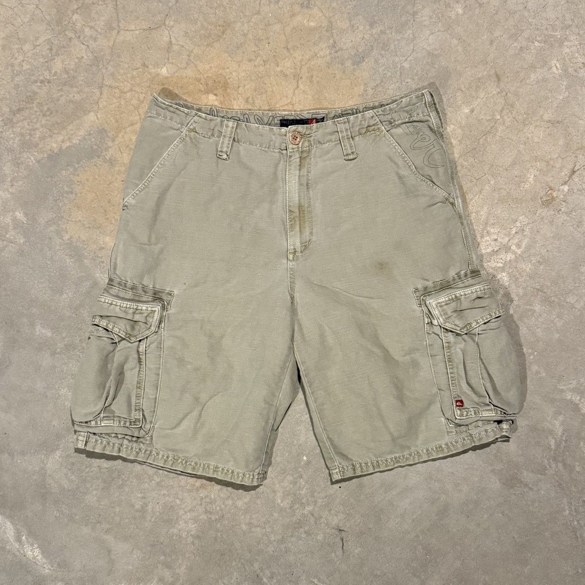 Quiksilver Vtg 2000s Quiksikver Faded 3D Cargo Pocket Baggy Shorts ERD Size US 34 / EU 50 - 1 Thumbnail