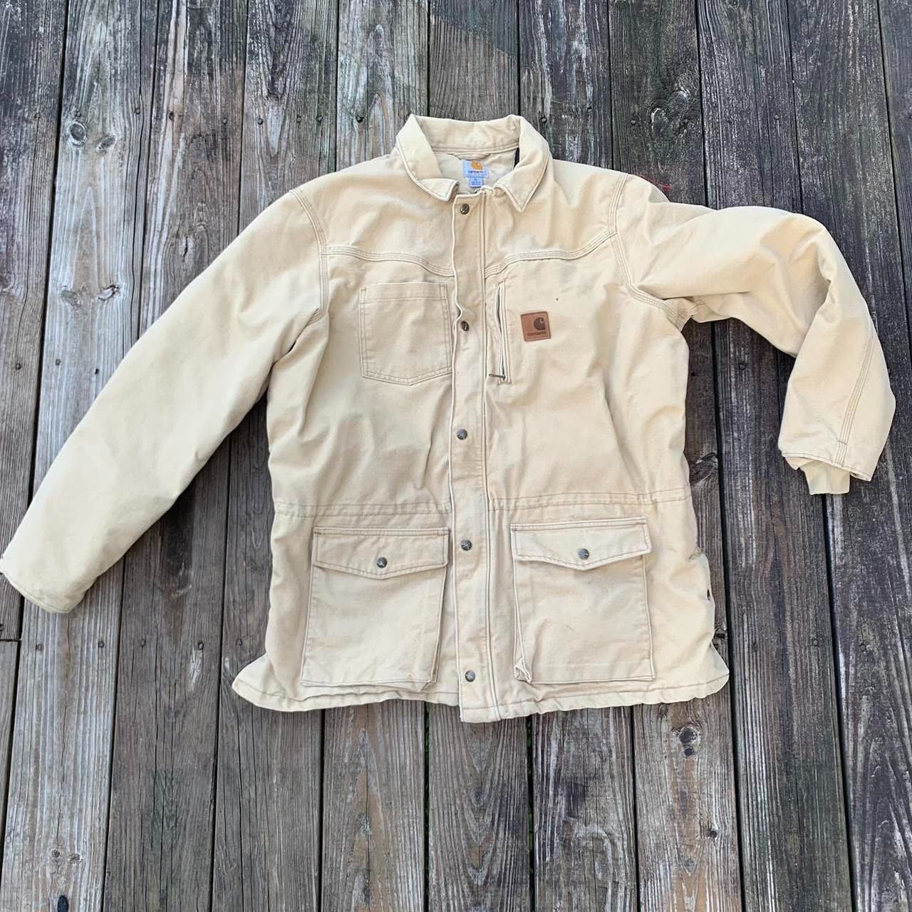 Faded Worn CAMEL CARHARTT Insulated Mackinaw Style Overcoat