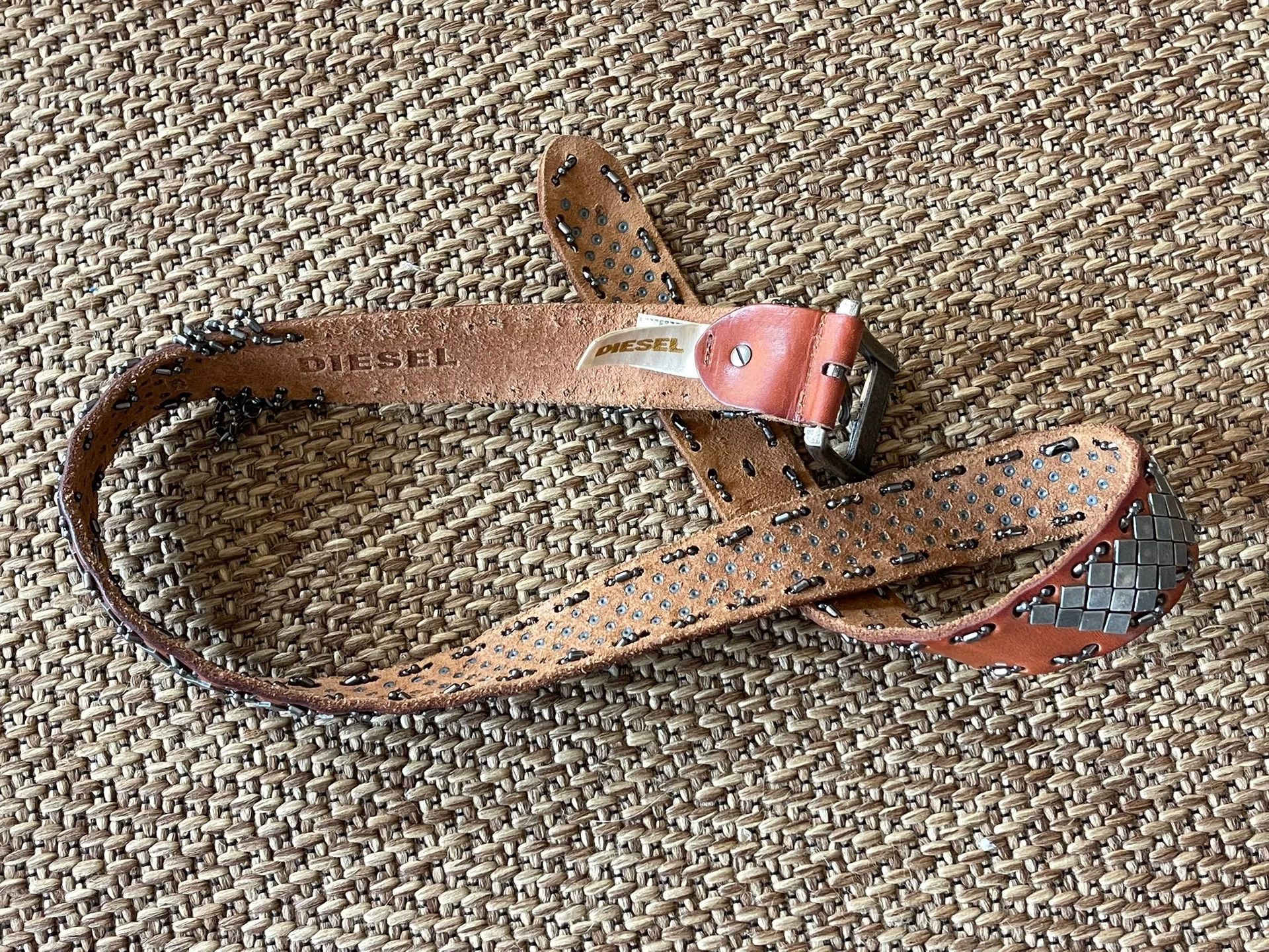 Diesel Diesel Metal Chain Multi-Element Inlaid Leather Belt Size ONE SIZE - 6 Thumbnail