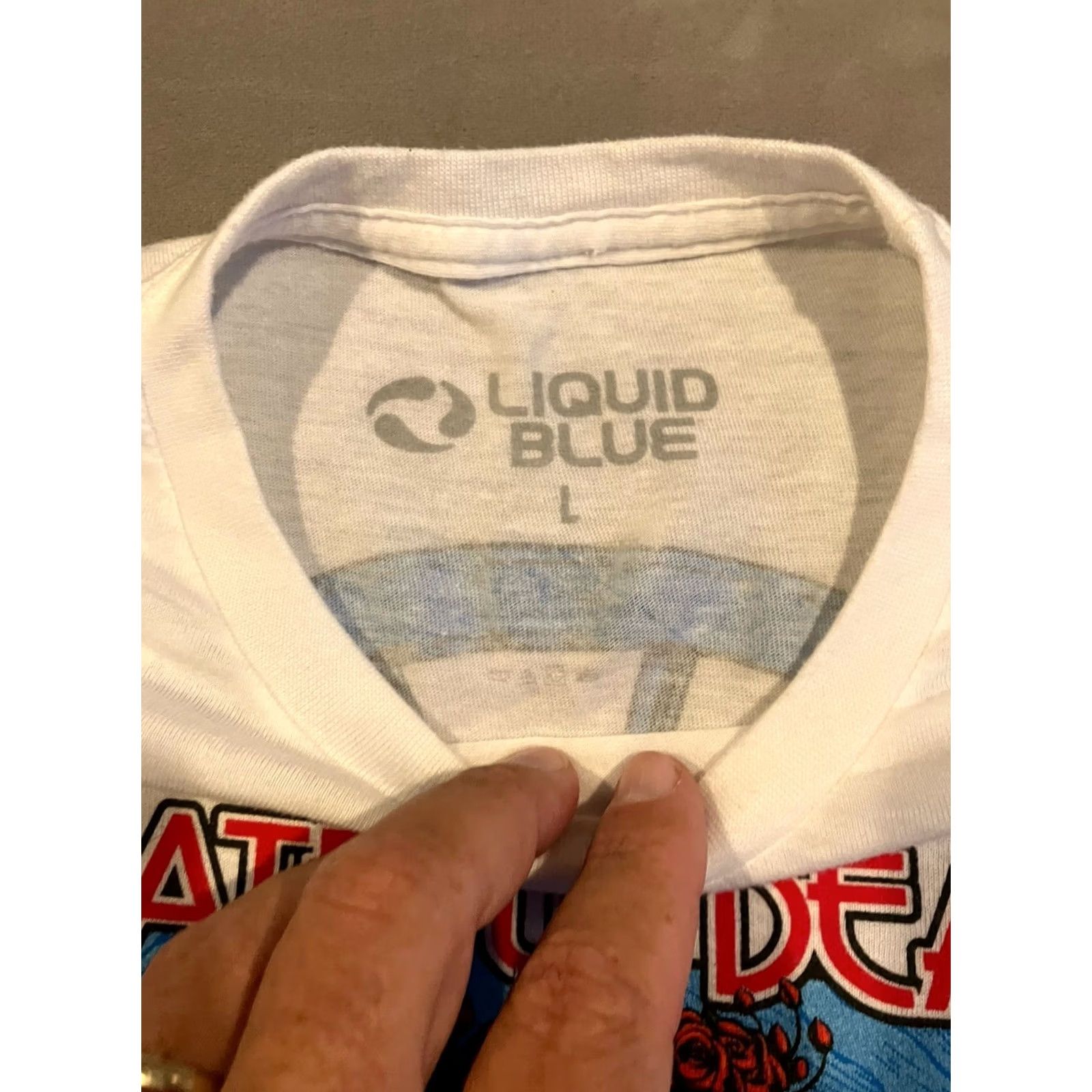 Liquid Blue Liquid Blue Shirt Mens L White WOW Grateful Dead Skull Roses Double Sided Size US L / EU 52-54 / 3 - 3 Thumbnail