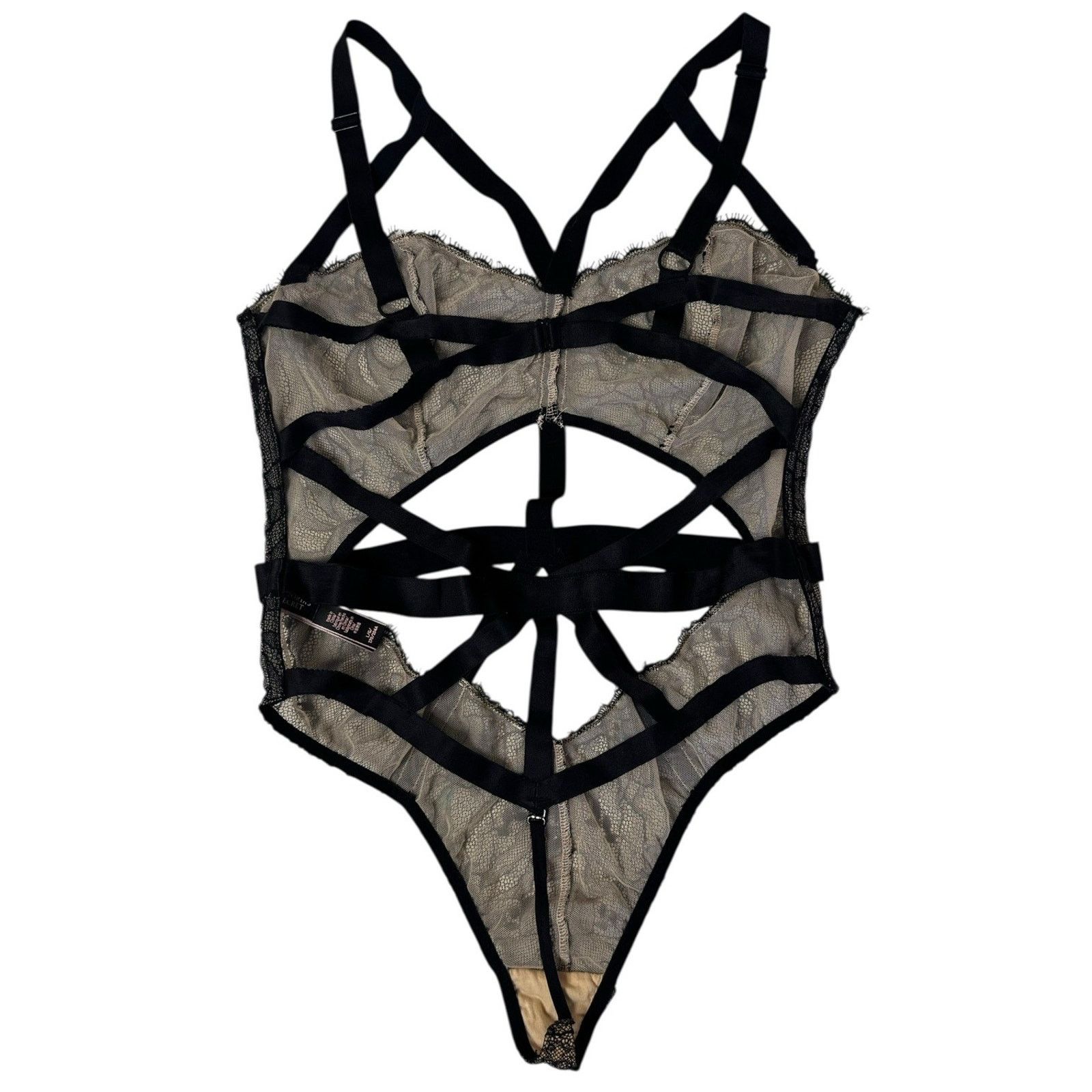 Victoria's Secret VICTORIA’S SECRET Strappy Bodysuit Chantilly Lace Teddy L Size ONE SIZE - 5 Thumbnail