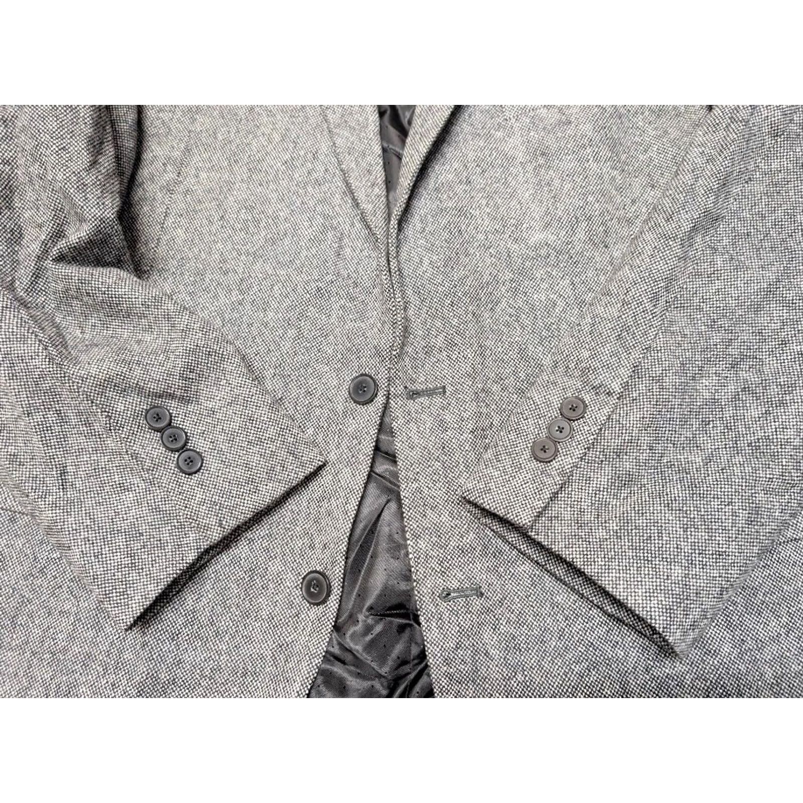Tommy Hilfiger TOMMY HILFIGER blazer TWEED gray 46L wool sportscoat blazer 46L Mens Notch Wool Tweed Gray, Weave, Two-Button, Regular Fit Size 46R - 7 Thumbnail
