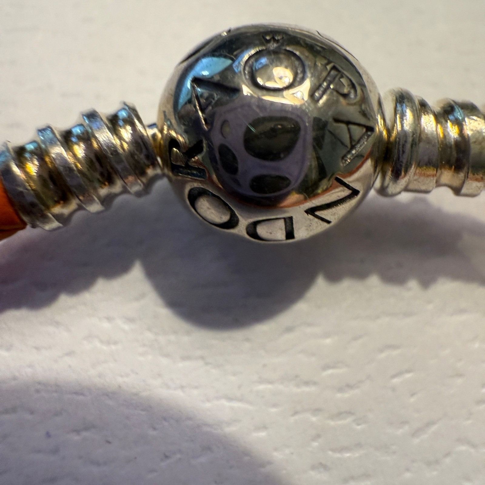 pandora Authentic Pandora, 23CM, Orange Braided Leather Bracelet, Si Size ONE SIZE - 3 Thumbnail