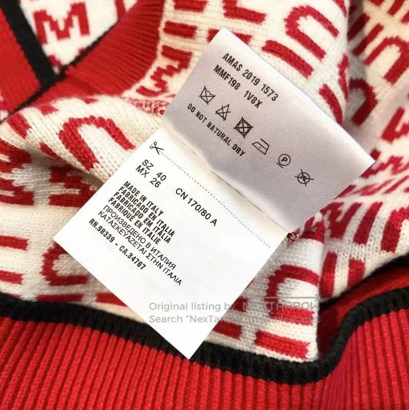 Miu Miu Miu Miu Red Wool Cardigan with Logo Print . Size XXS / US 00 / IT 34 - 5 Thumbnail