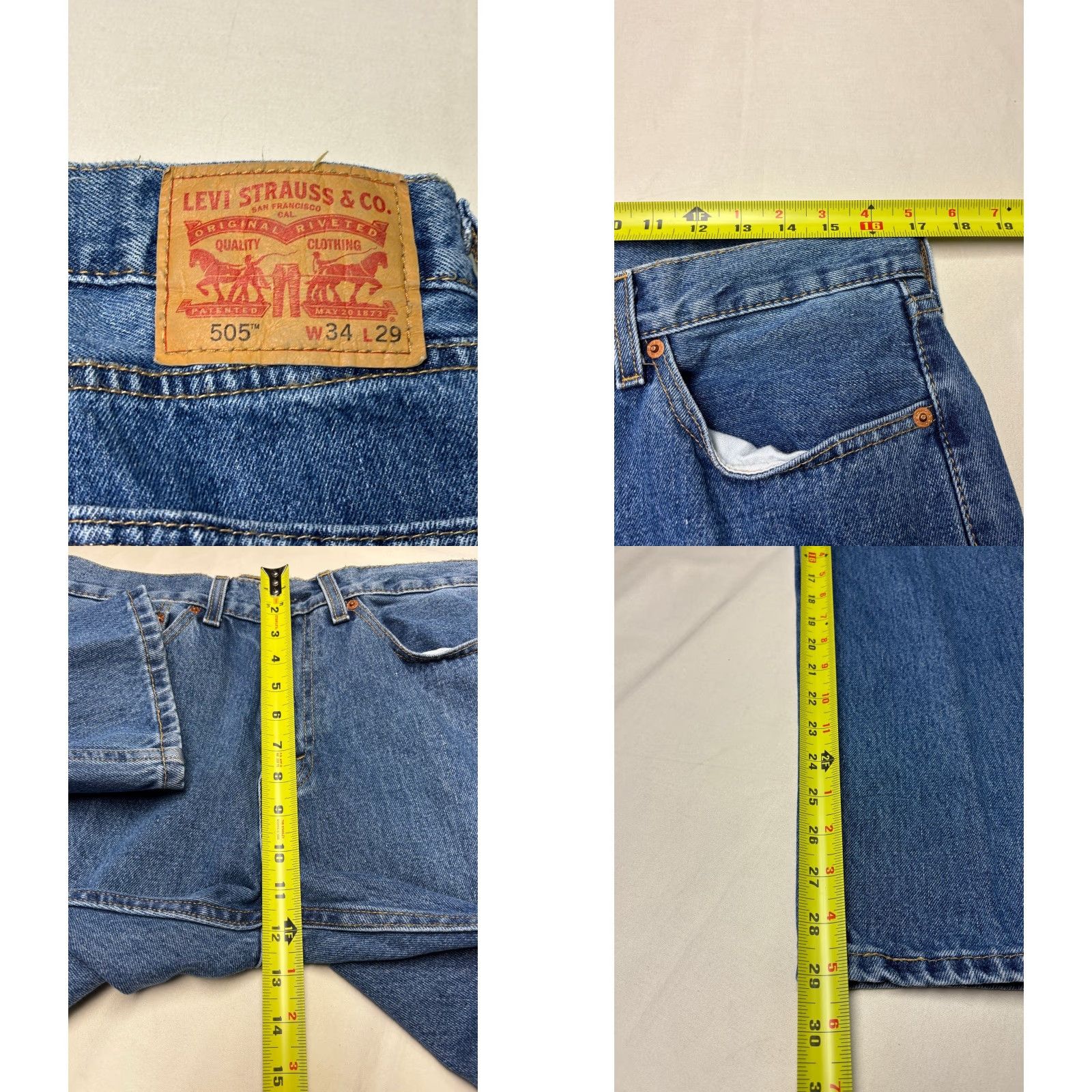 Denime VINTAGE Levi Strauss 505 Jeans Mens Straight Denim Blue 34x29 Regular Waist 34 Inseam 29 Size US 34 / EU 50 - 8 Thumbnail