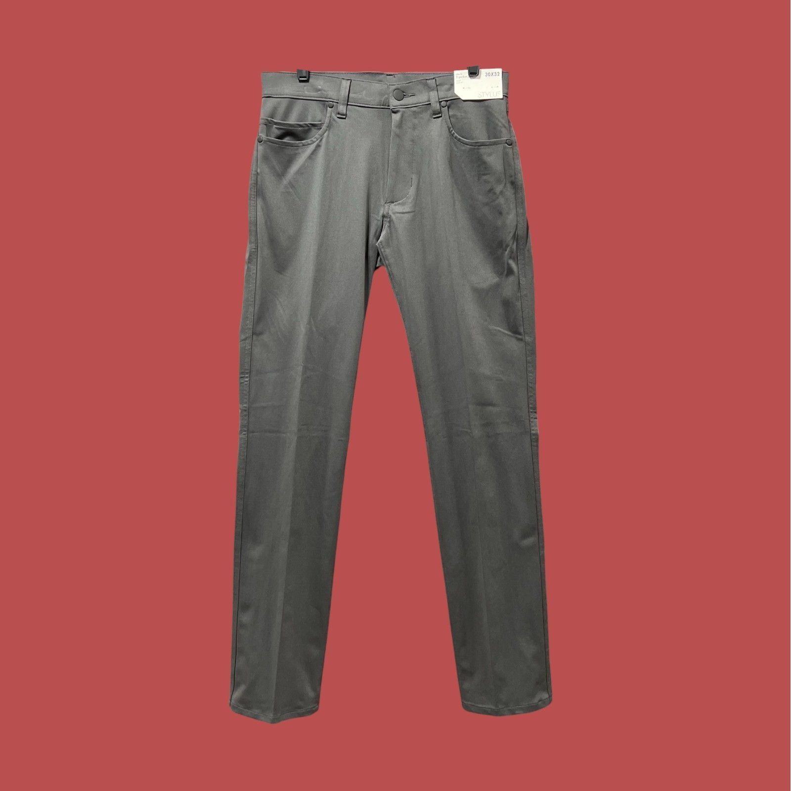 Other Stylus - 5 Pockets Mens Slim Fit Flat front Pant - Gray - 3 Size US 30 / EU 46 - 3 Thumbnail
