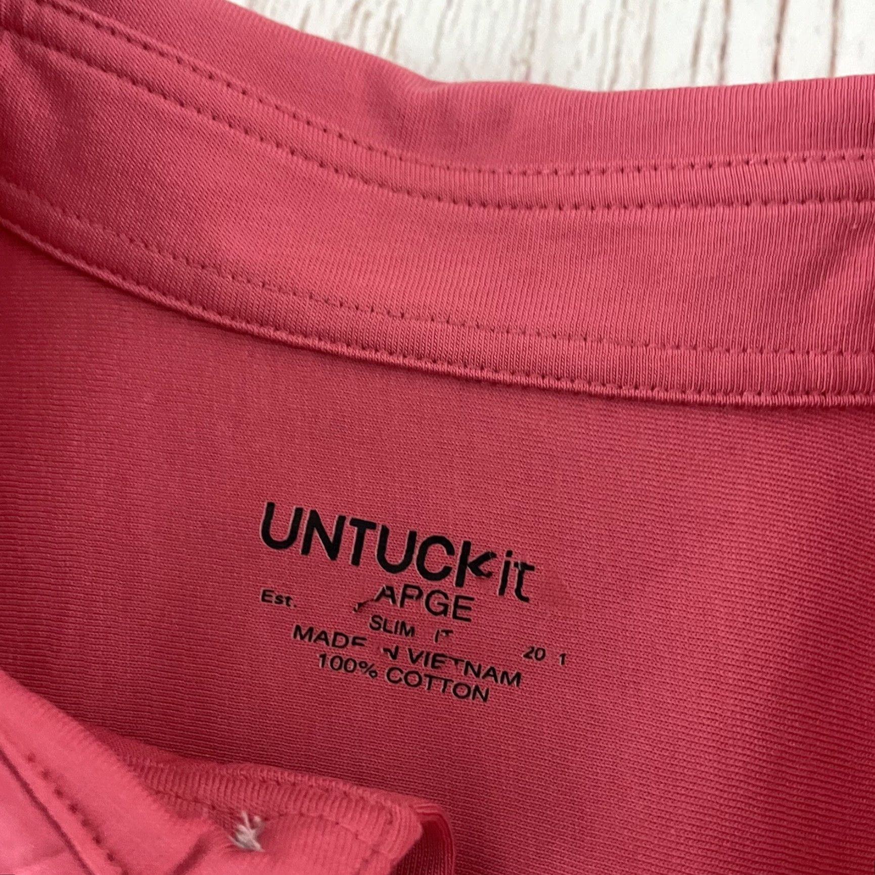 UNTUCKit UNTUCKit Slim Fit Long Sleeve Button Front Shirt Mens Large Pink Size US L / EU 52-54 / 3 - 2 Thumbnail