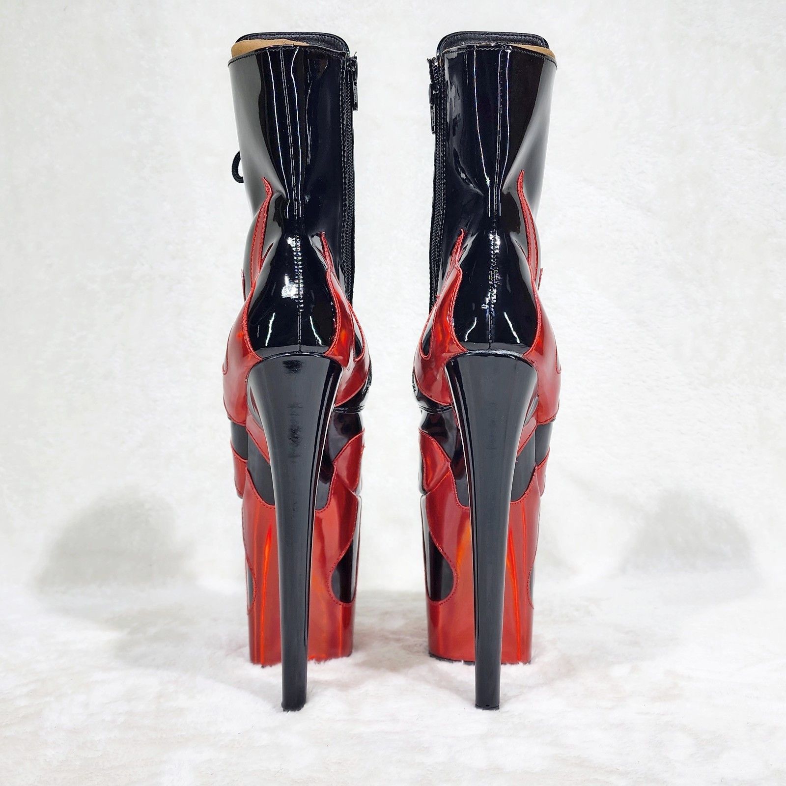 Other Flamingo 1020FLM Flame Black Patent Red Flames 8" Heel Plat Size US 11 / IT 41 - 4 Thumbnail