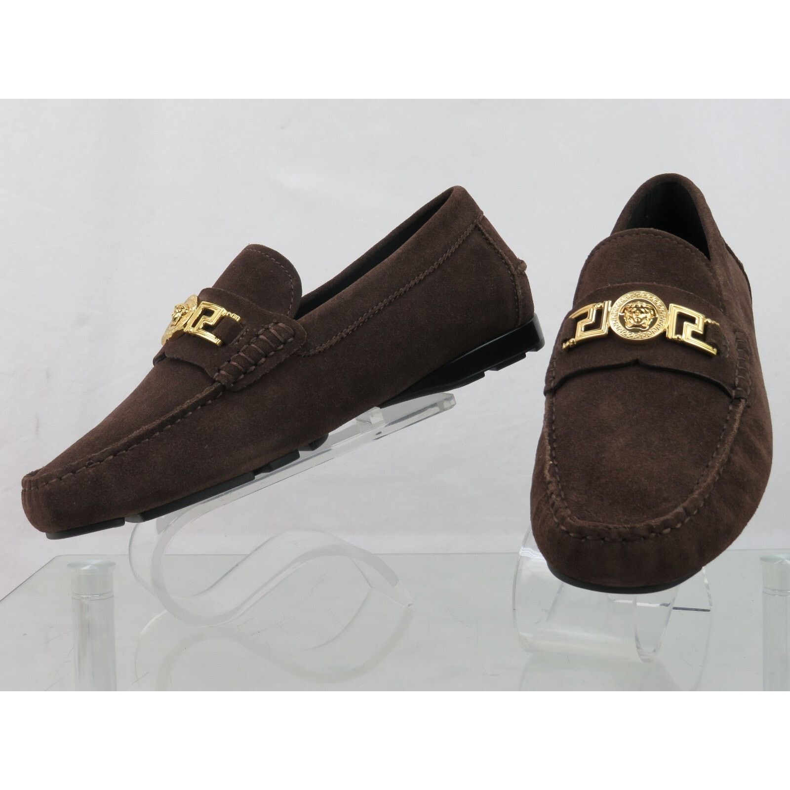 Versace NIB VERSACE BROWN SUEDE GOLD MEDUSA HEAD LOGO LOAFERS 43 10 Size US 10 / EU 43 - 7 Thumbnail