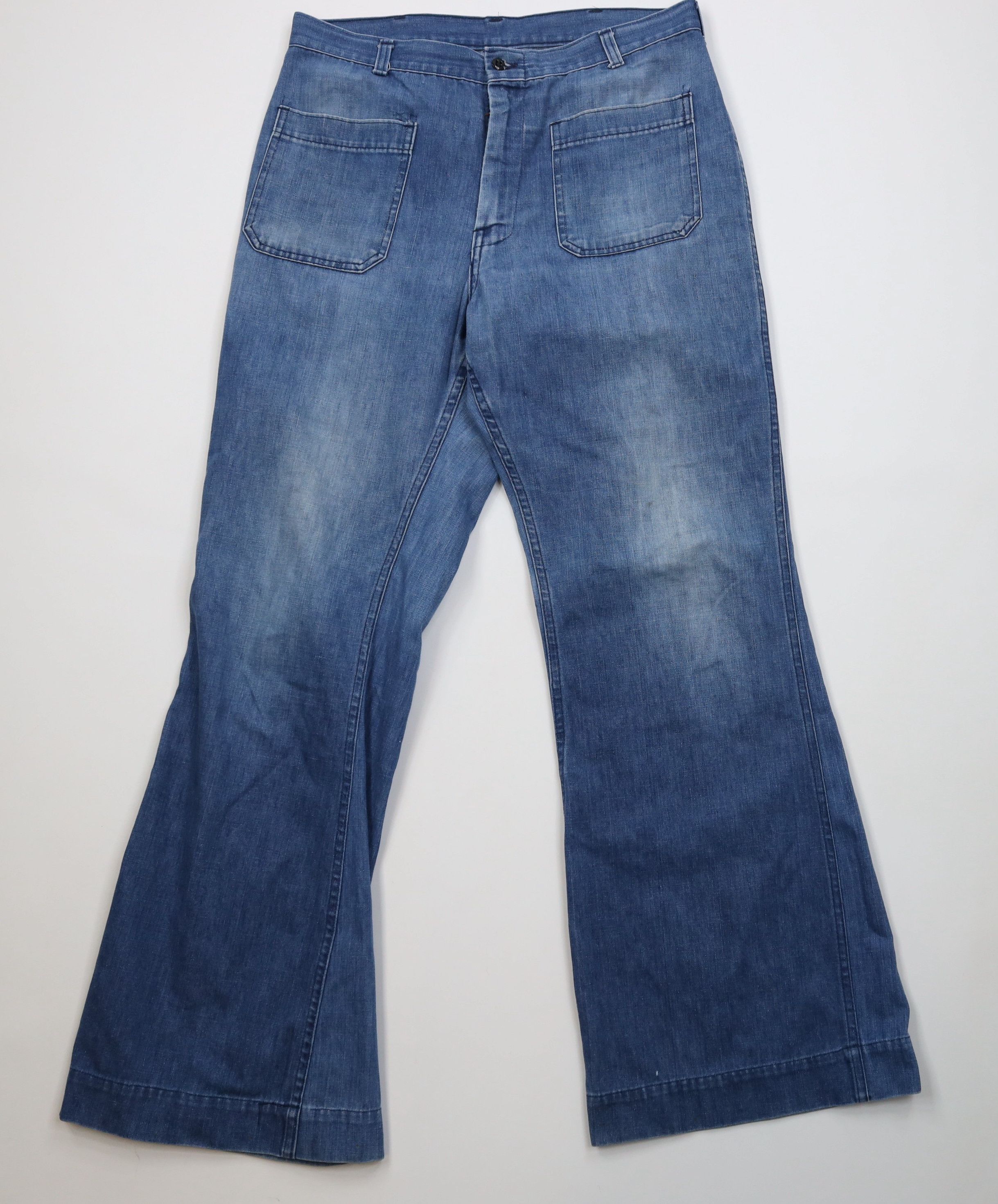 Vintage Vintage 70s Vietnam War USGI Bell Bottoms Denim Jeans USA Size US 34 / EU 50 - 1 Thumbnail