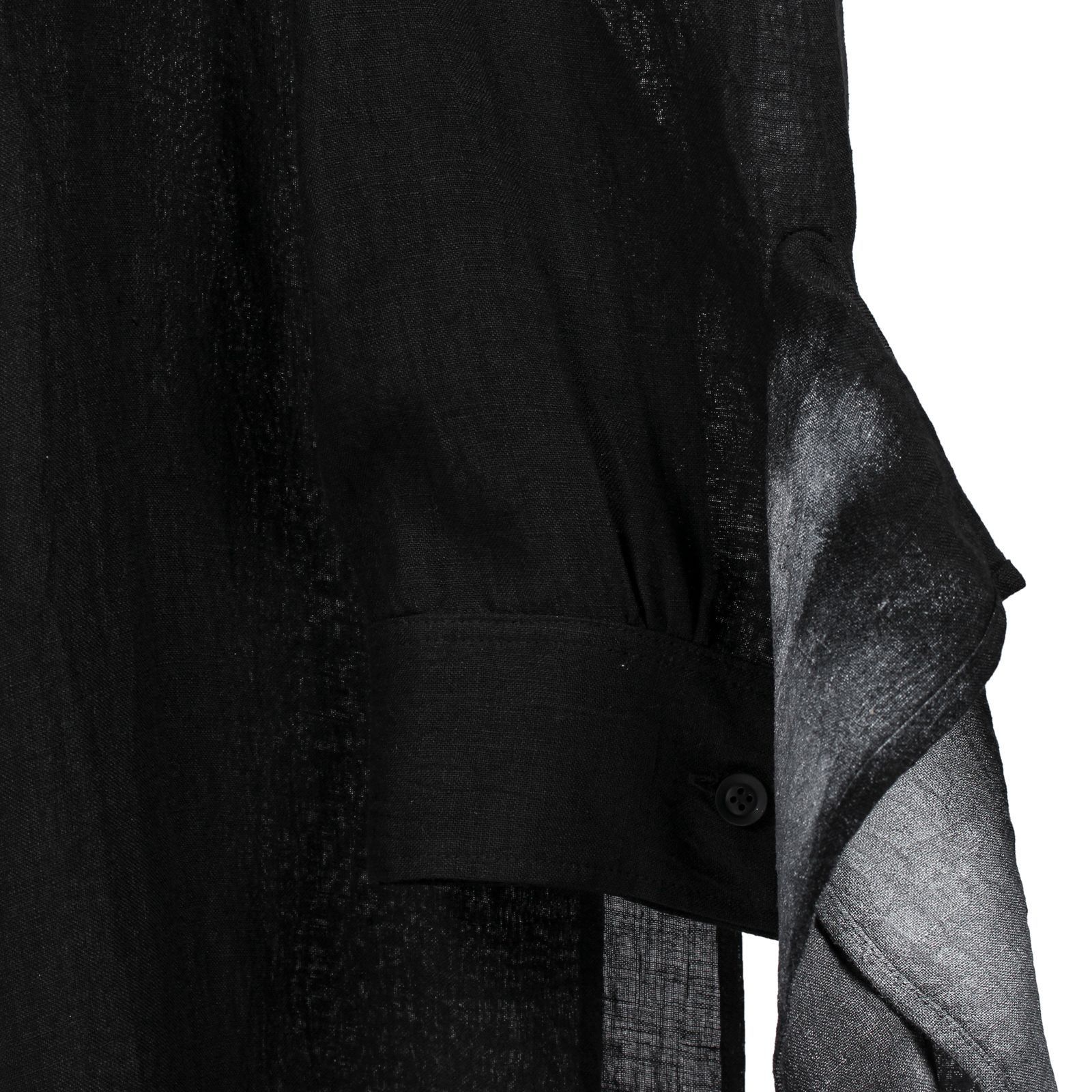 Yohji Yamamoto Yohji Yamamoto Pour Homme - Linen Gathered Hem Long Shirt Size US M / EU 48-50 / 2 - 13 Thumbnail
