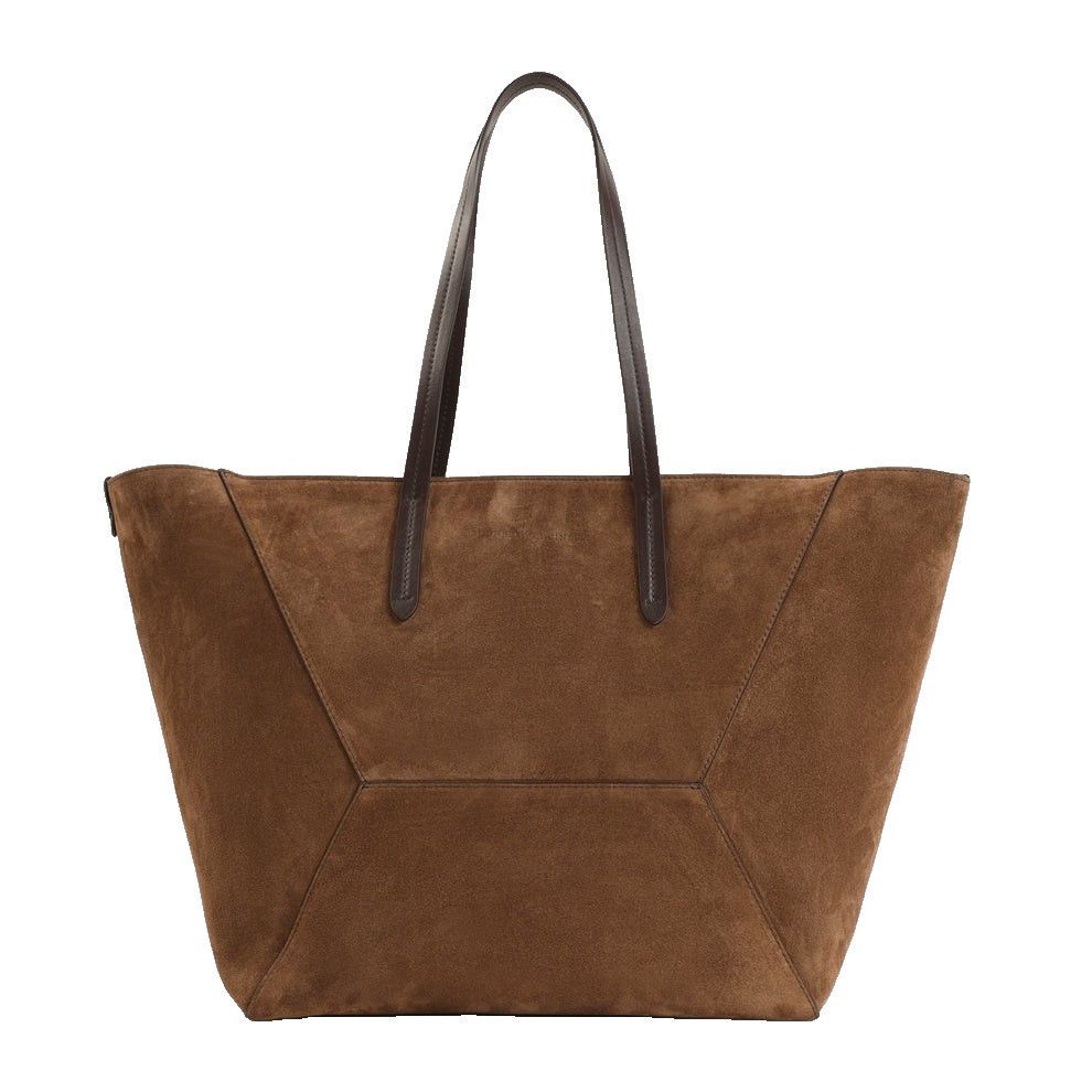 Brunello Cucinelli BRUNELLO CUCINELLI Duo Medium Caramello Suede Tote Bag New Size ONE SIZE - 1 Preview