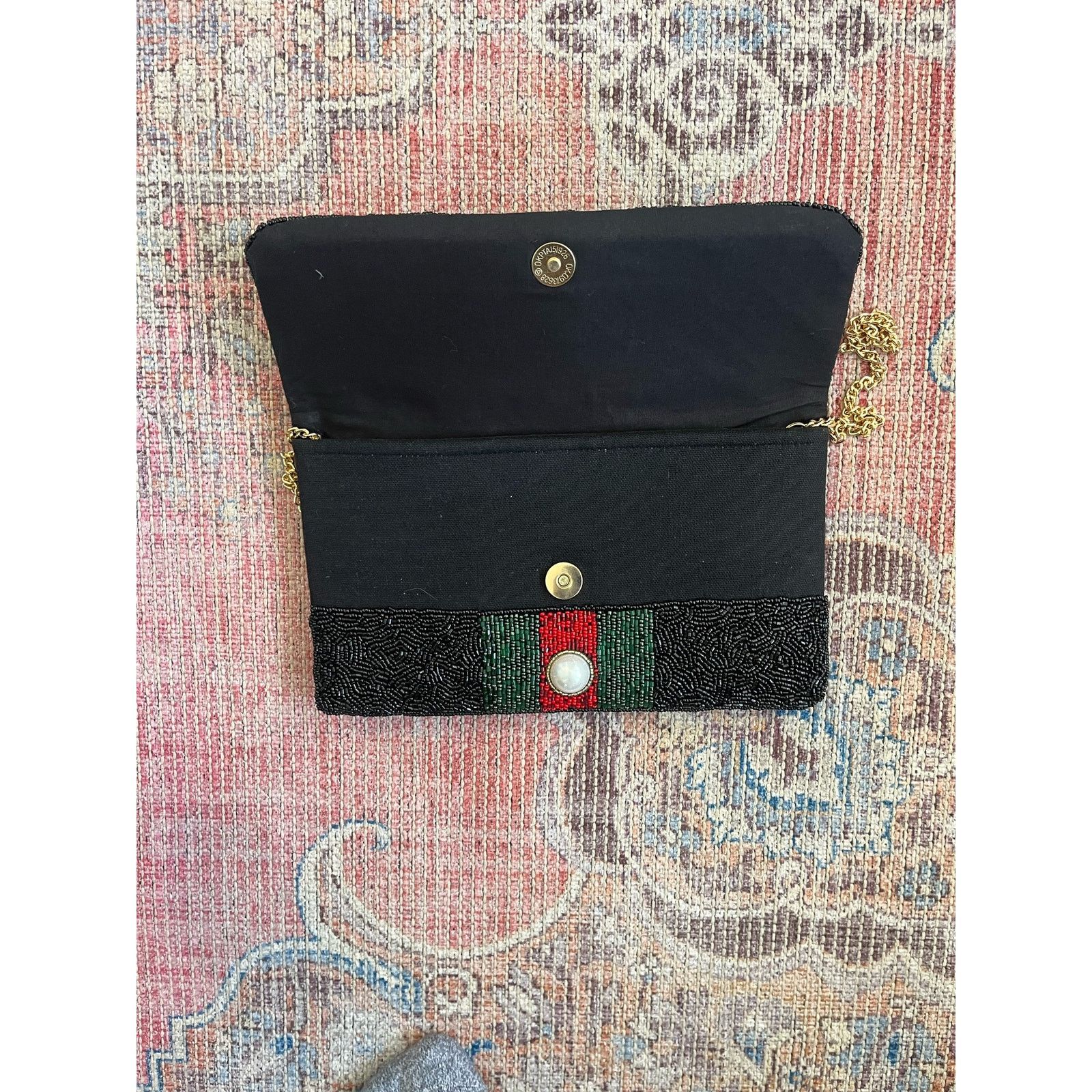 & Other Stories Lisa Stripe Pearl Beaded Clutch Size ONE SIZE - 4 Thumbnail
