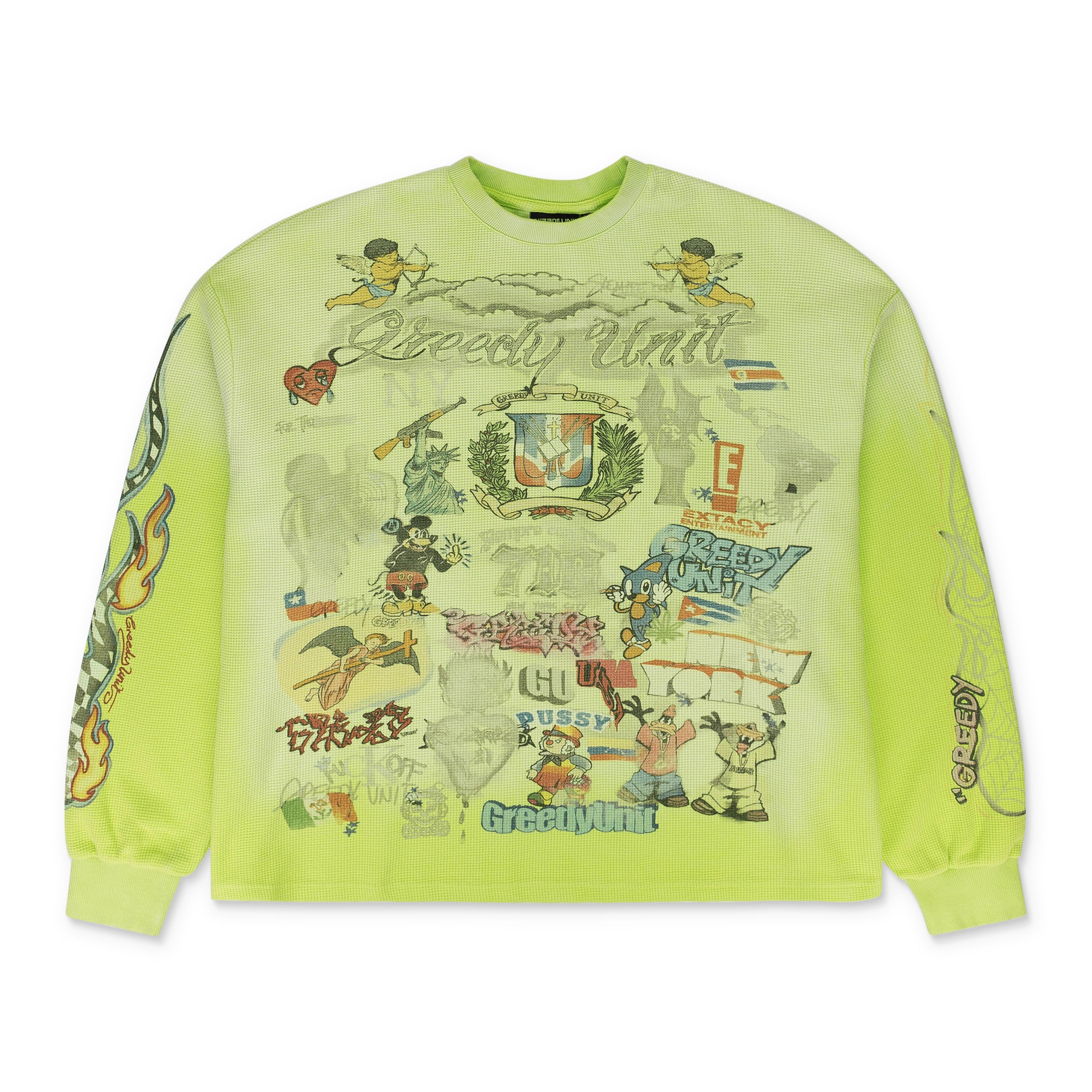 GREEN ALL OVER PRINT THERMAL T-SHIRT SIZE S