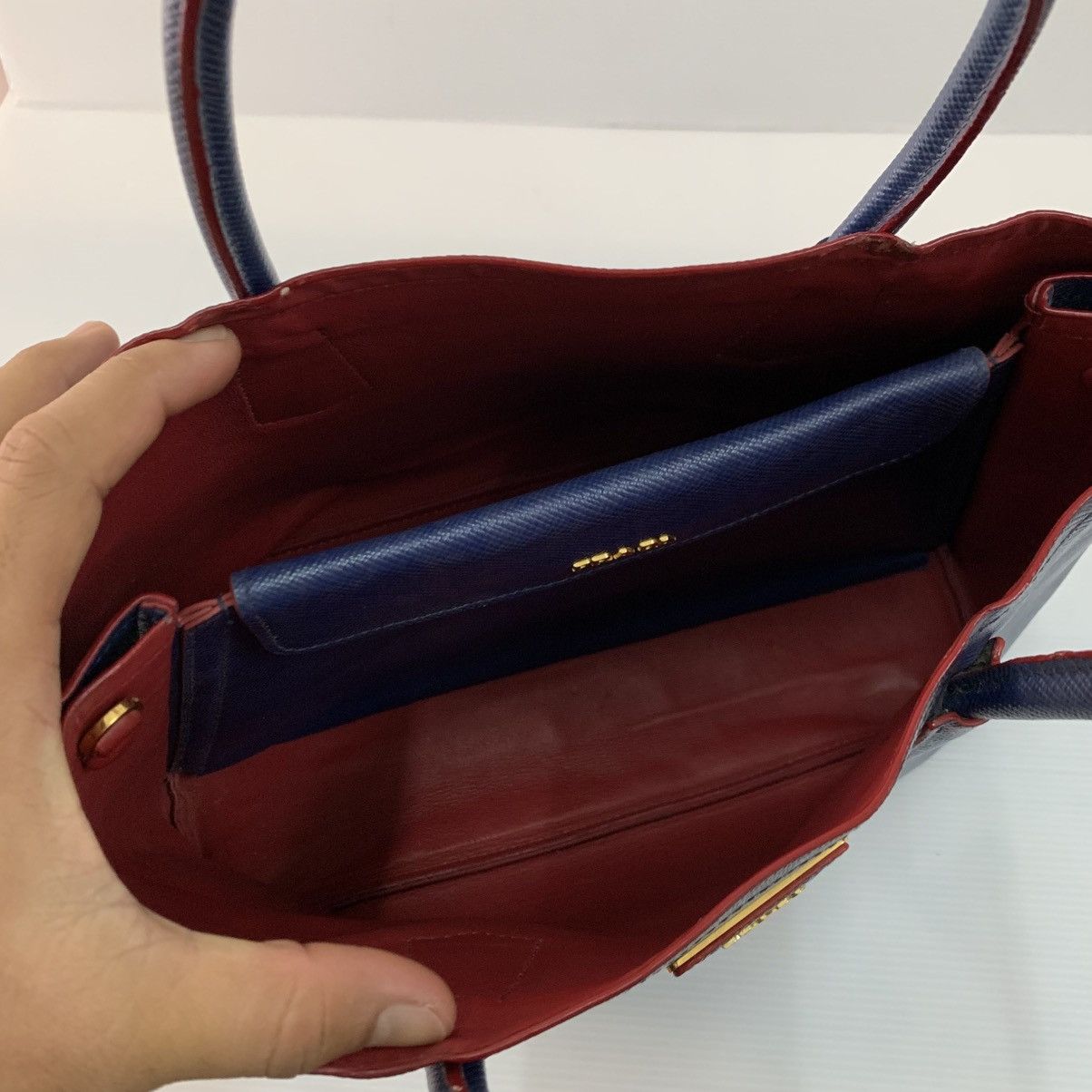 Prada Prada Leather Blue Shoulder Bag Size ONE SIZE - 11 Thumbnail