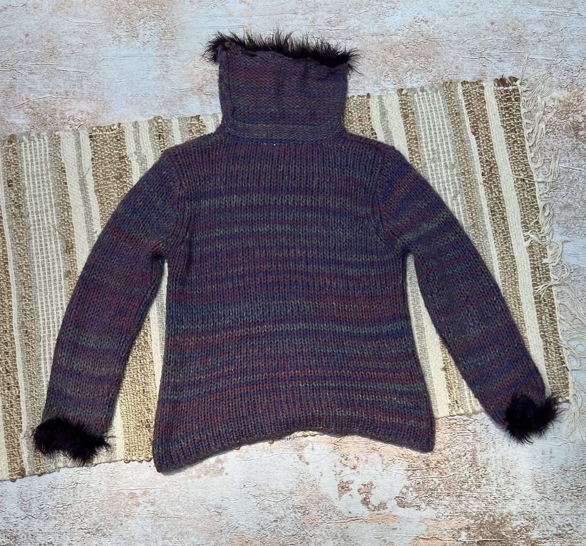 Japanese Brand × Vintage Vintage knit sweater with fur details Size US S / EU 44-46 / 1 - 5 Thumbnail