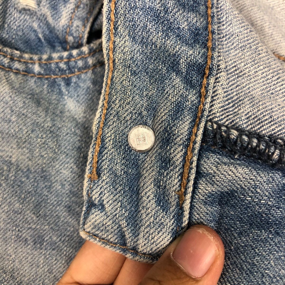 Japanese Brand Distressed Ripped Blue Jeans High Rise Straight Leg Uniqlo Size US 34 / EU 50 - 20 Thumbnail