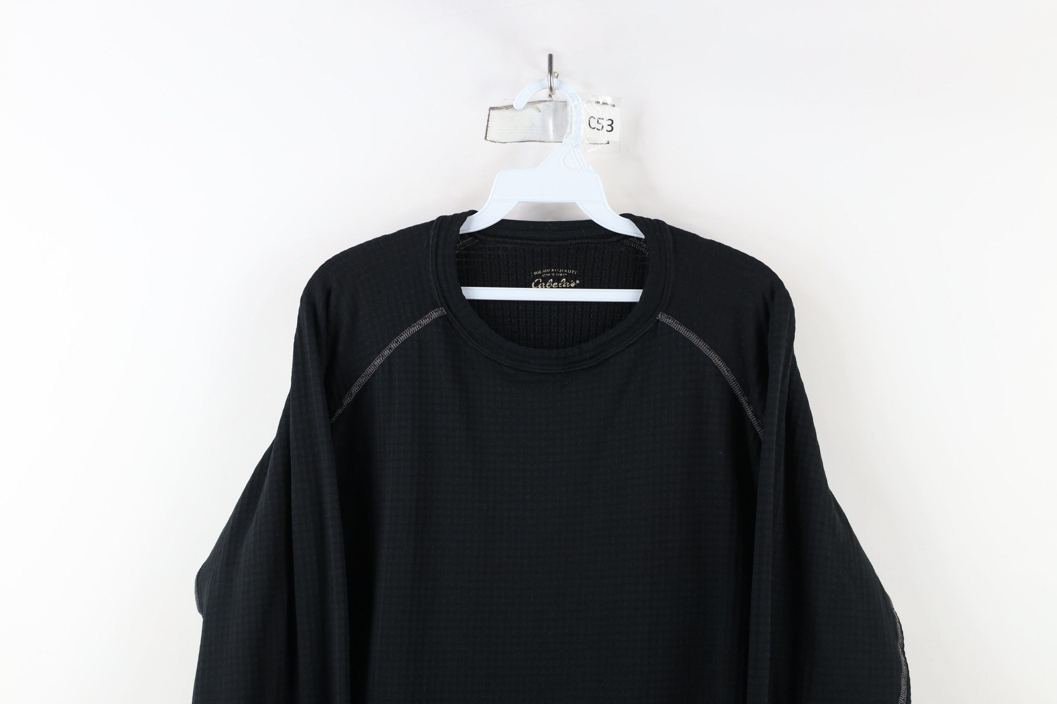 Cabelas × Vintage Vintage Cabelas Thermal Fleece Lined Sweatshirt Black Size US L / EU 52-54 / 3 - 2 Thumbnail