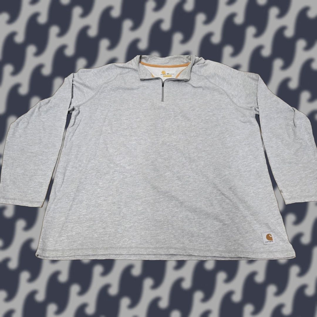 Carhartt Carhartt Pullover Mens 2XL Gray Quarter Zip Long Sleeve Relaxed Fit Workwear Size US XXL / EU 58 / 5 - 1 Thumbnail