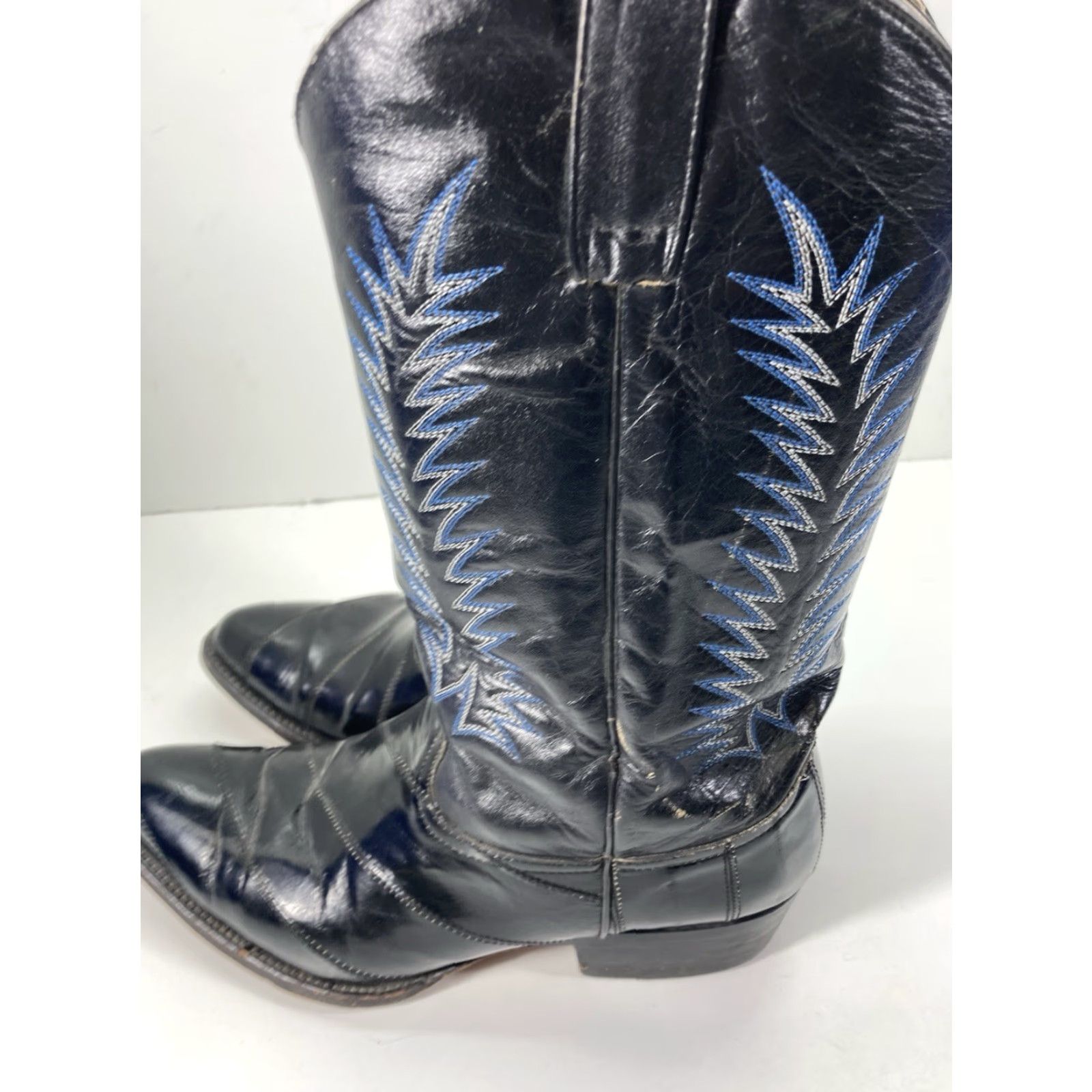 Vintage VINTAGE JAR Boots Western Cowboy Boot Mens Size 8 Black Leather Exotic Eel Skin Pull On Leather Upper Mexico D Western Rodeo Boots Mens Size US 8 / EU 41 - 6 Thumbnail