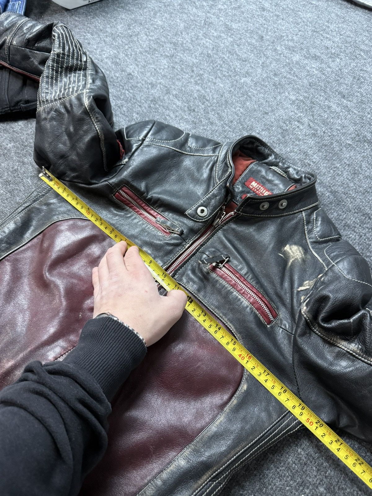 Mustang 00s Mustang Faded Leather Biker Jacket Vintage Racing Moto Size M / US 6-8 / IT 42-44 - 22 Thumbnail