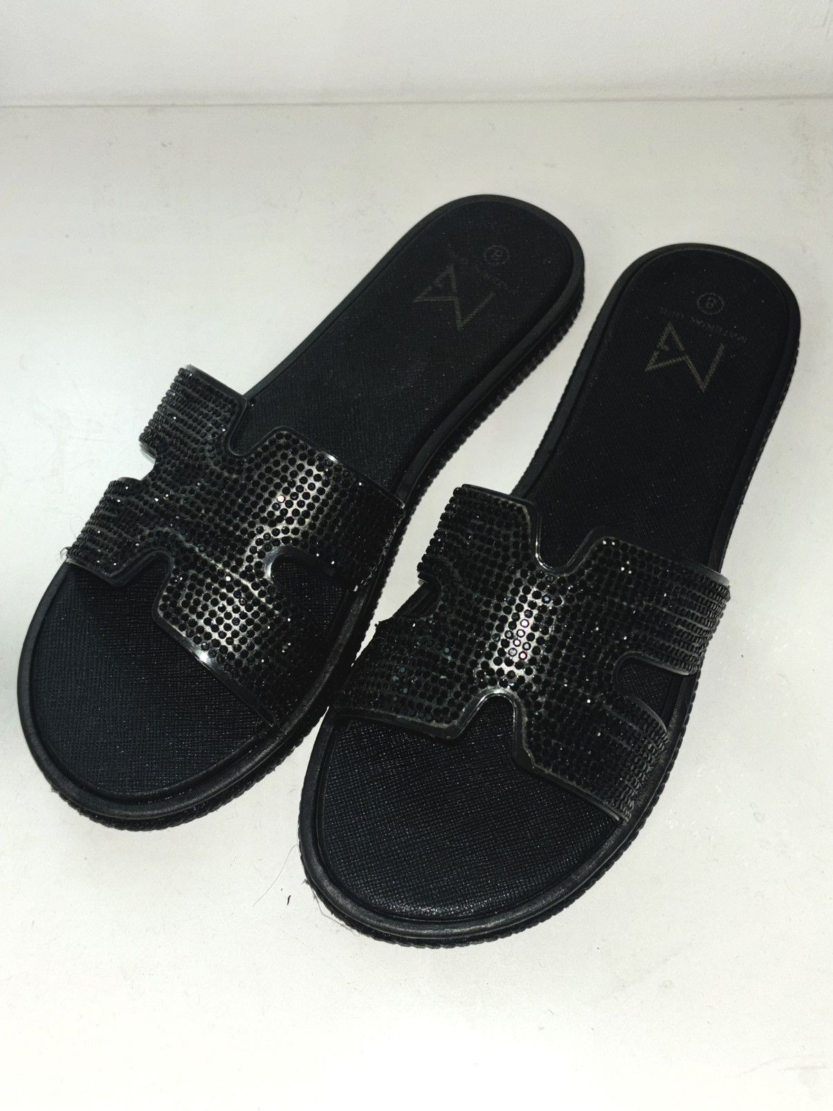 Other Material Girl Black Sparkly Slide Sandals Size US 8 / IT 38 - 2 Thumbnail