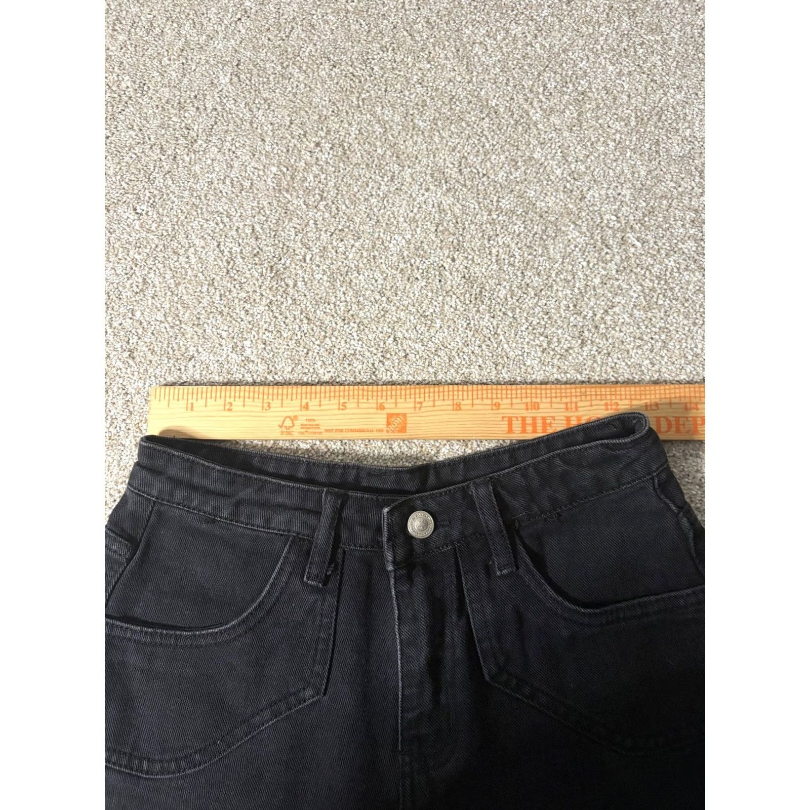 PRINCESS POLLY Princess Polly Shorts Womens 2 Black Denim High Rise Mom Relaxed Fit Cuffed Size 26" / US 2 / IT 38 - 3 Thumbnail