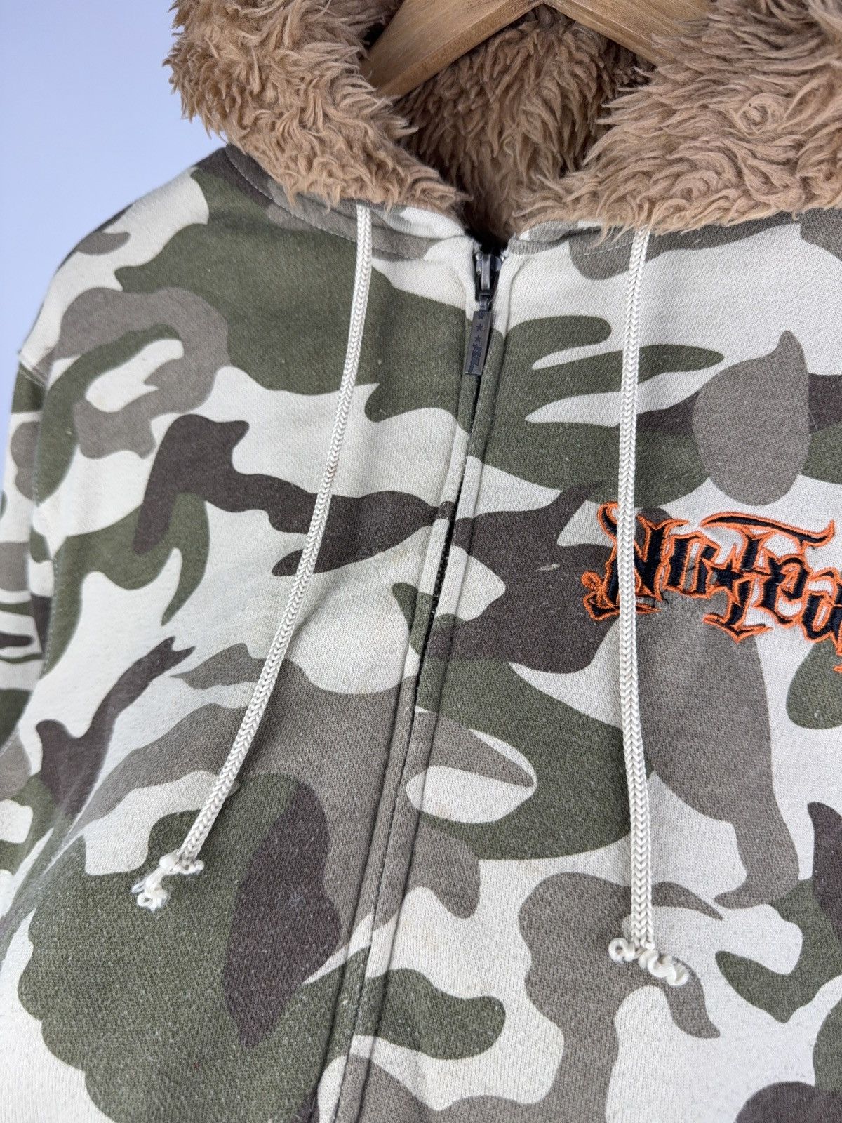 No Fear Vintage 00s Y2K NO FEAR Camo Full Zip Hoodie Mohair hood Size US S / EU 44-46 / 1 - 3 Thumbnail