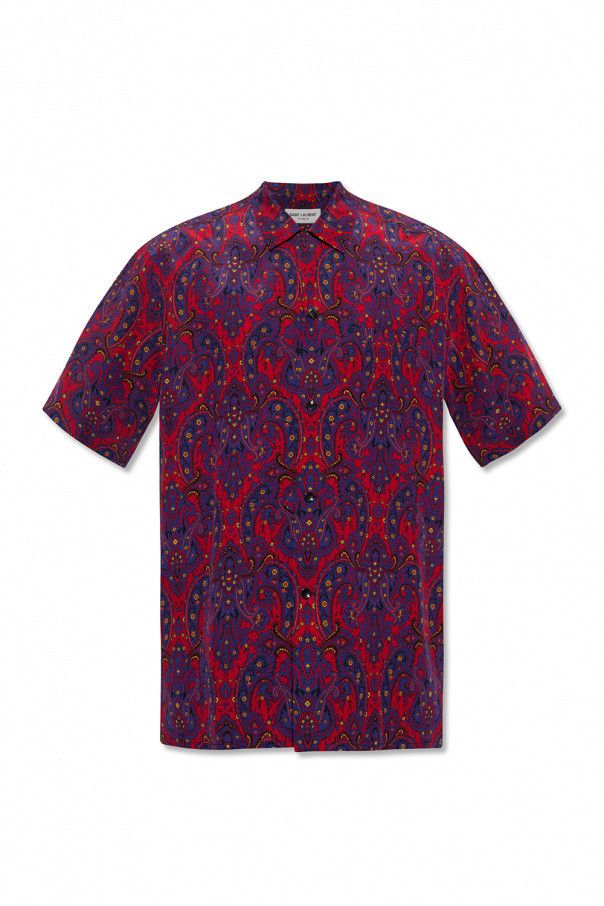 Saint Laurent Paris o1s1wg110824 Shark-Collar Shirt in Printed Paisley Crepe Size US L / EU 52-54 / 3 - 1 Thumbnail