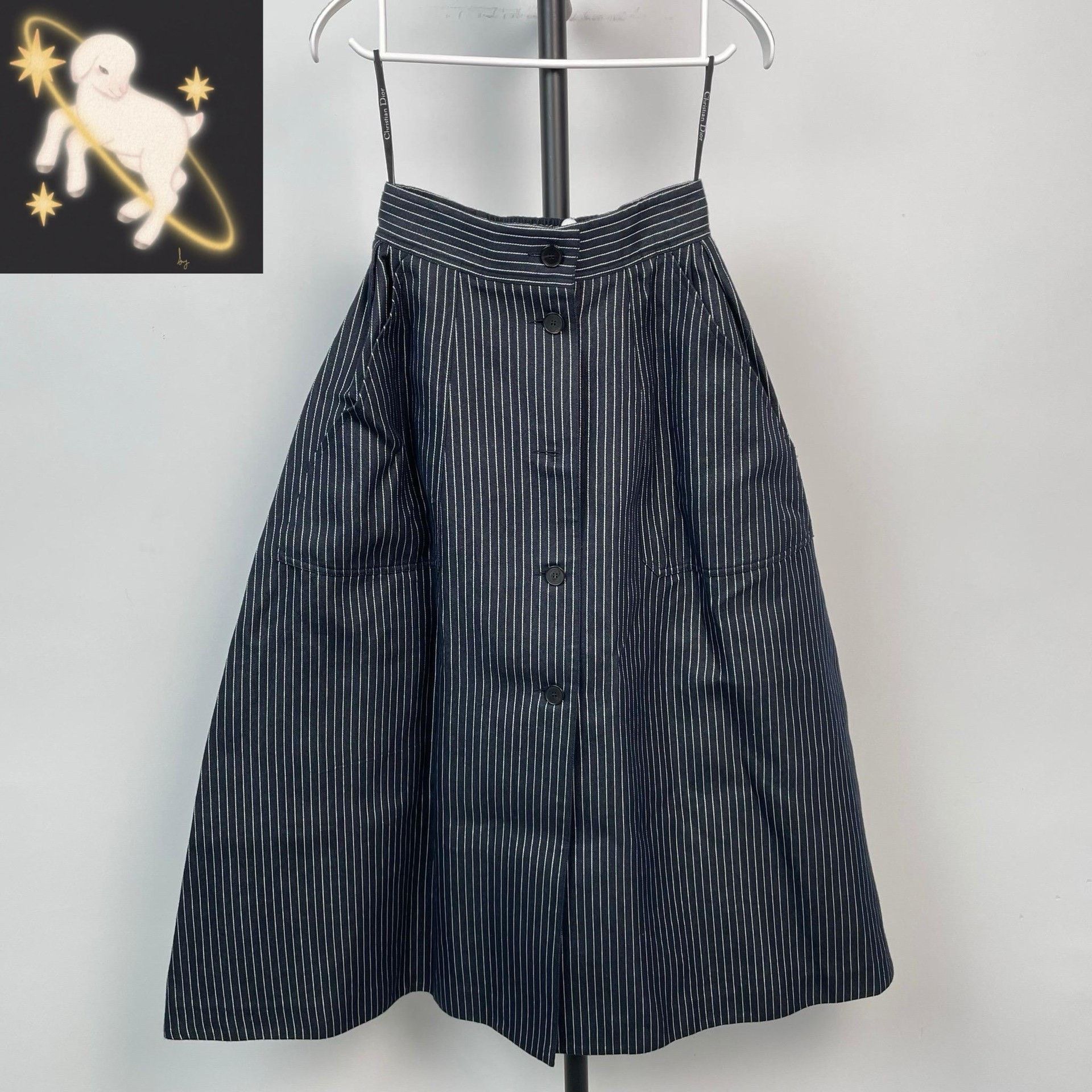 Dior Dior Denim Striped Blue Skirt 36 Women Size 36" / US 14 / IT 50 - 1 Thumbnail