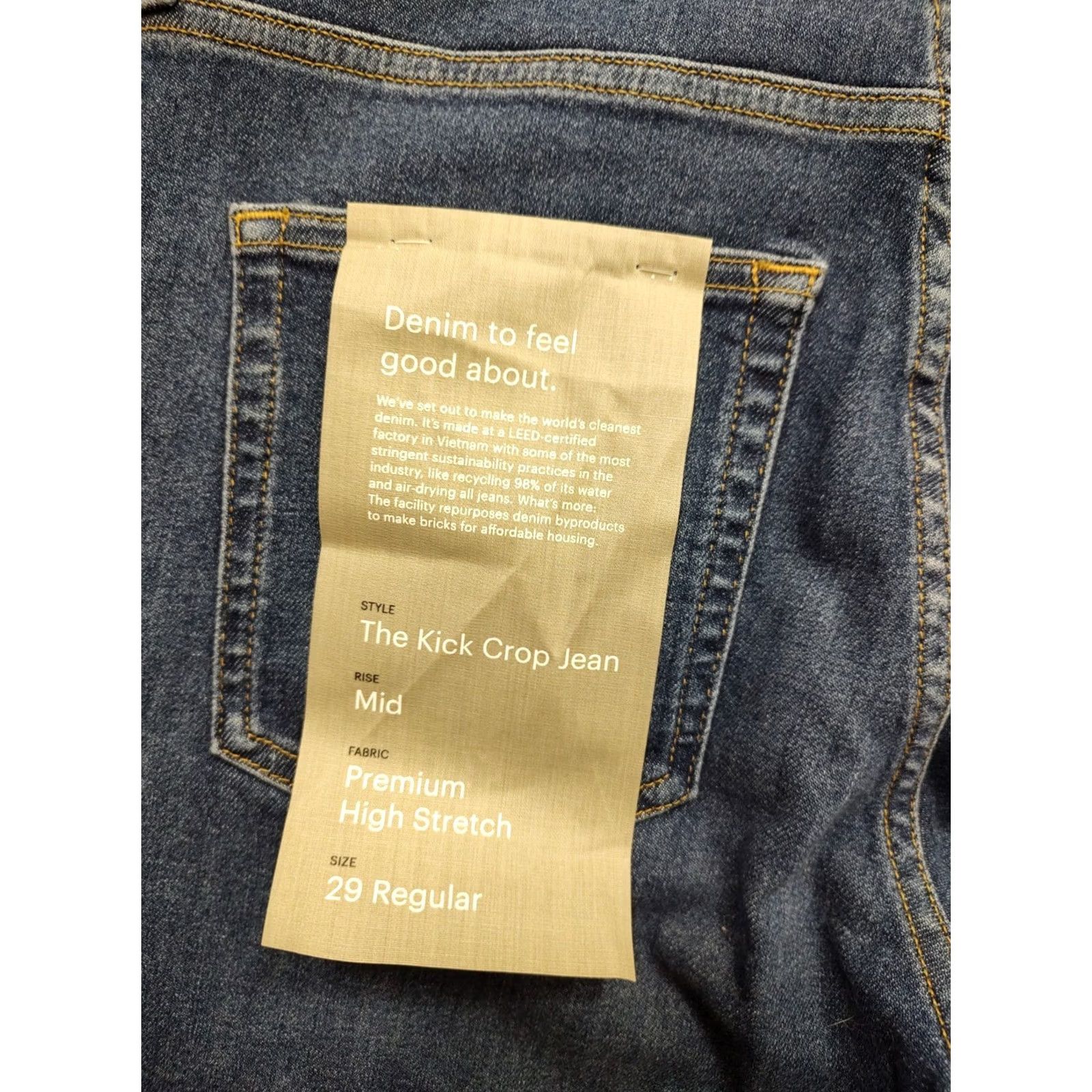 Everlane Everlane Jeans NWT The Kick Crop Mid-Rise Stretch Blue Wash 29 Regular Jeans Cropped 5-Pocket Womens Boys Womens 90s Bohemian City Veg? Size 29" - 4 Thumbnail