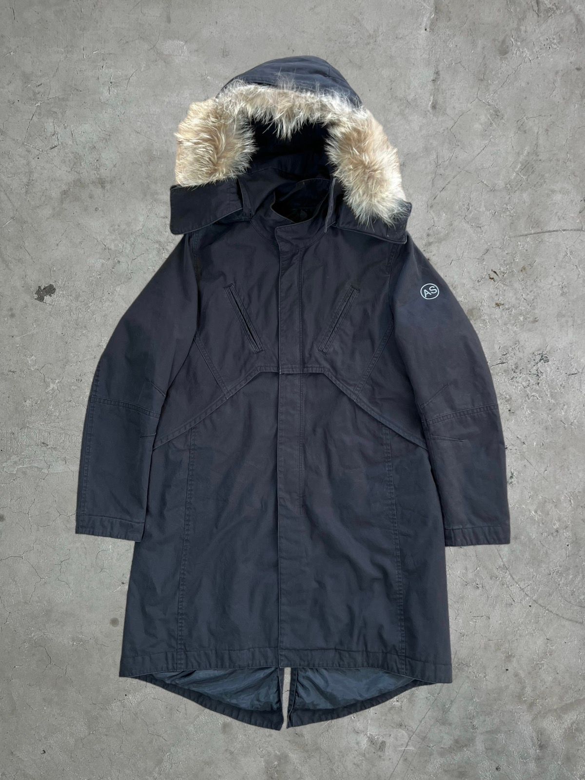 Pre-owned Undercover Fw/11  Antidevil Security Fur Parka In Moon Rock
