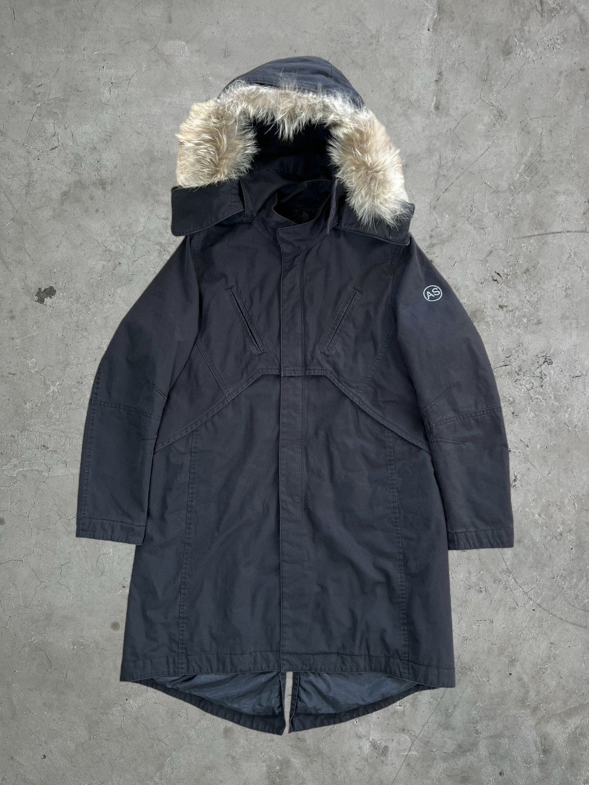 image of Fw/11 Undercover Antidevil Security Fur Parka in Moon Rock, Men's (Size Large)