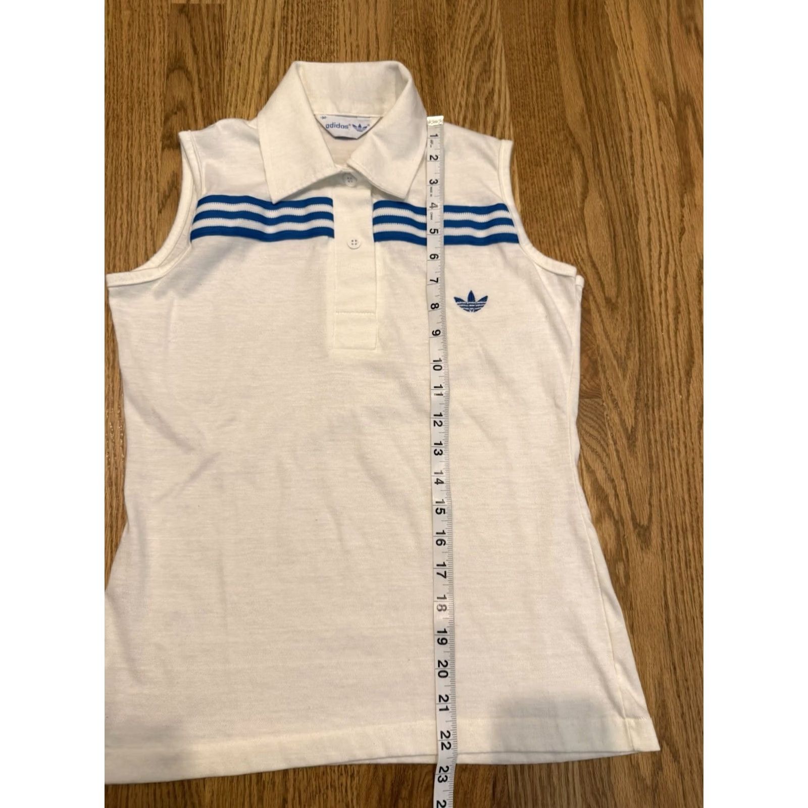 Adidas VINTAGE Adidas Sleeveless Polo Shirt Womens Medium White Blue Tank Top 80s Vtg Size M / US 6-8 / IT 42-44 - 6 Thumbnail