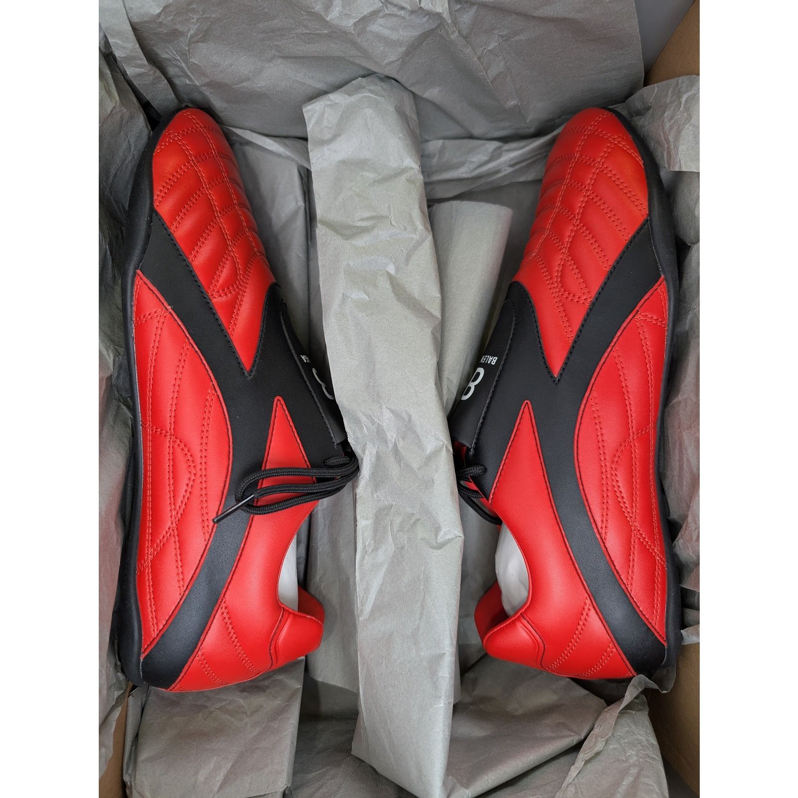 Balenciaga o1rshd1 Matt Leather Free Material Zen Sneaker in Red/Black Size US 9 / EU 42 - 22 Thumbnail