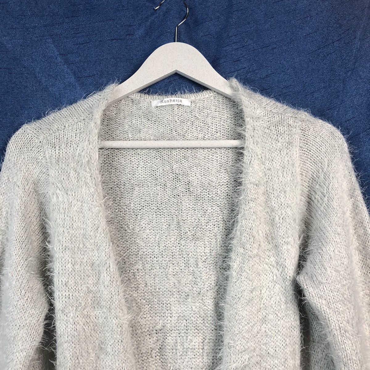 Aran Isles Knitwear × Homespun Knitwear × Japanese Brand Rusheria Grey Shag Shaggy Fur Mohair Cardigan #847 Size S / US 4 / IT 40 - 5 Thumbnail