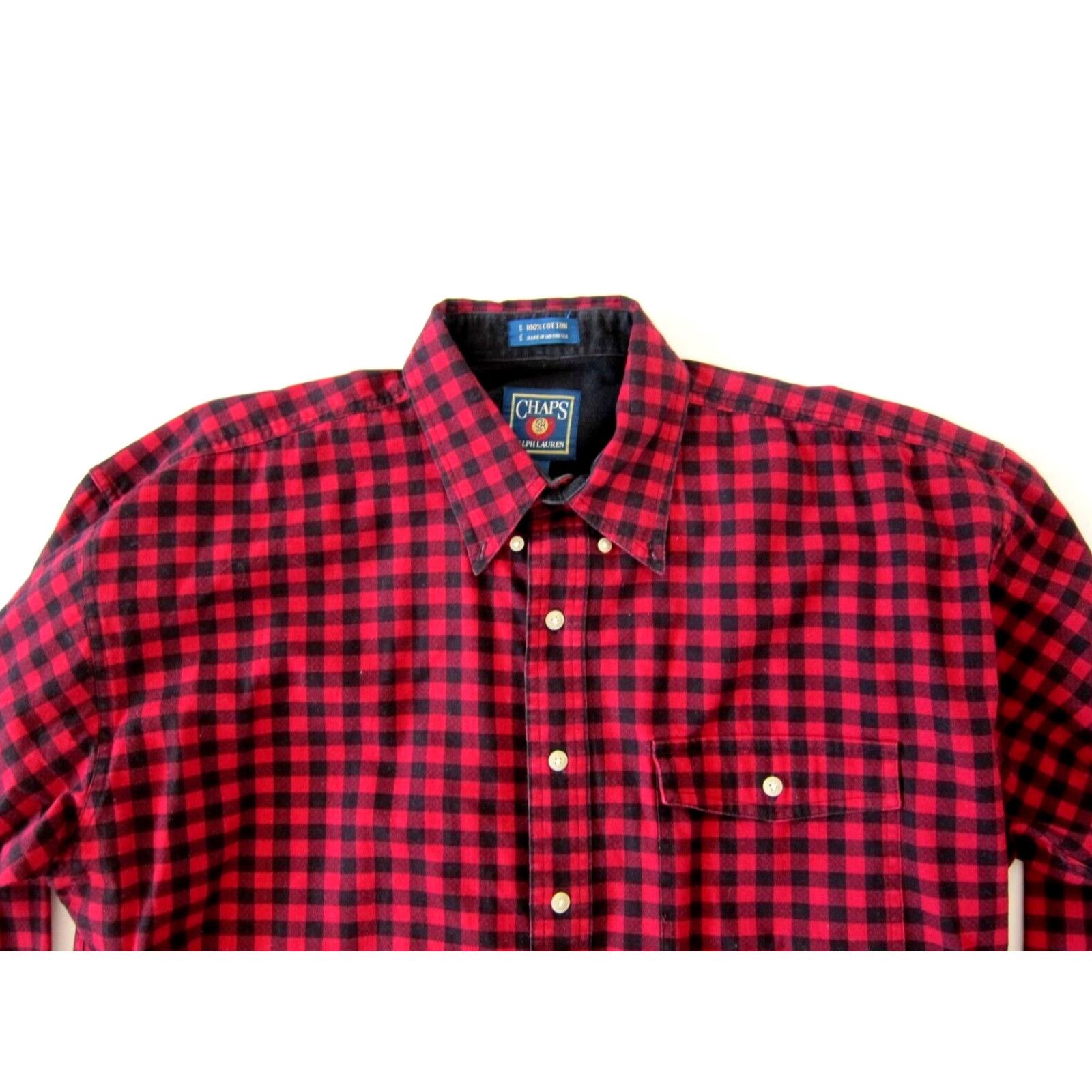 Ralph Lauren VINTAGE Ralph Lauren Chaps Shirt Men L Ski Pass Flannel 100% Cotton Red Black Plaid Button-Up Collared 100% Cotton Mens Size US L / EU 52-54 / 3 - 3 Thumbnail